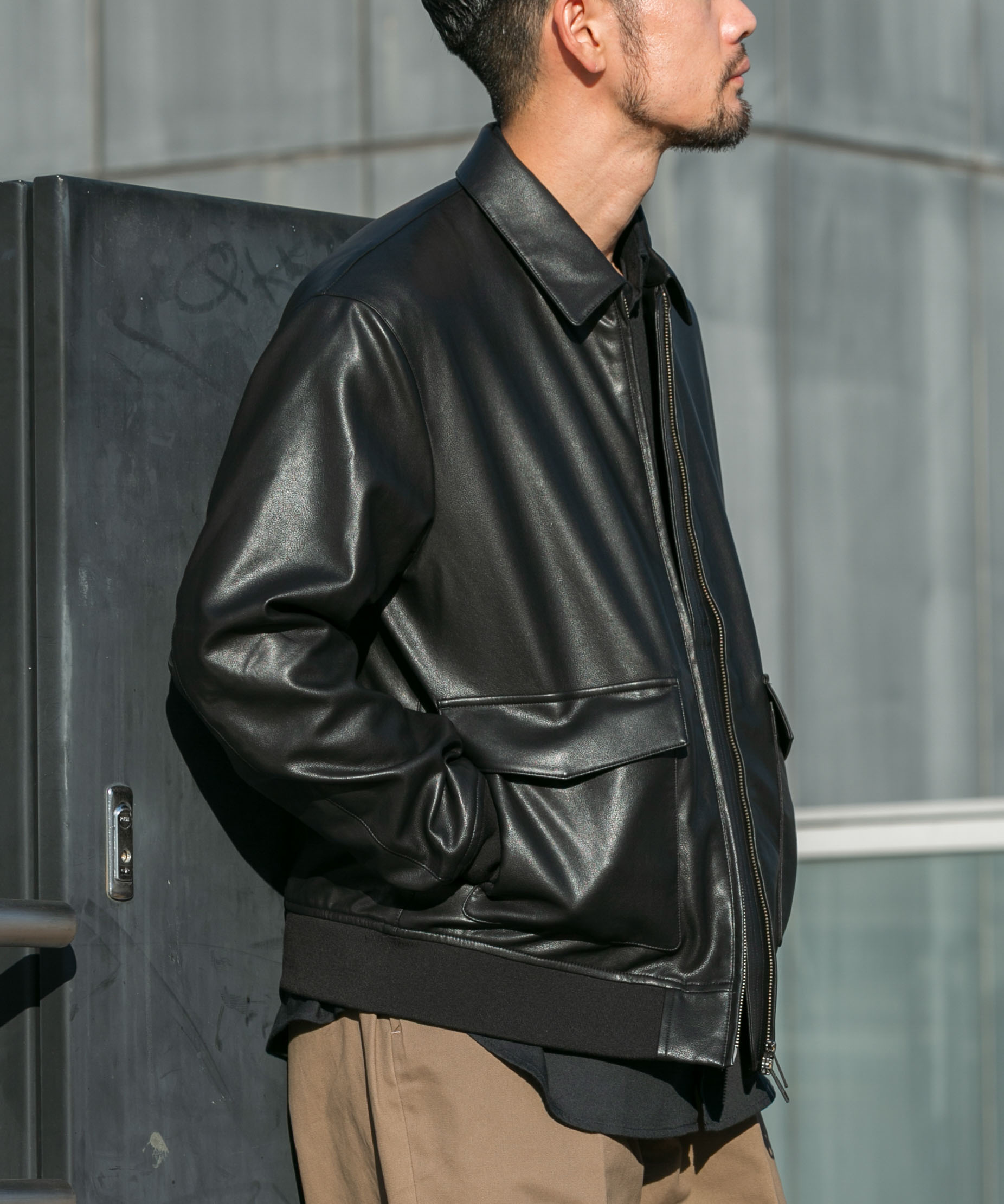 『XLサイズあり』ビーガンファブリックジップブルゾン