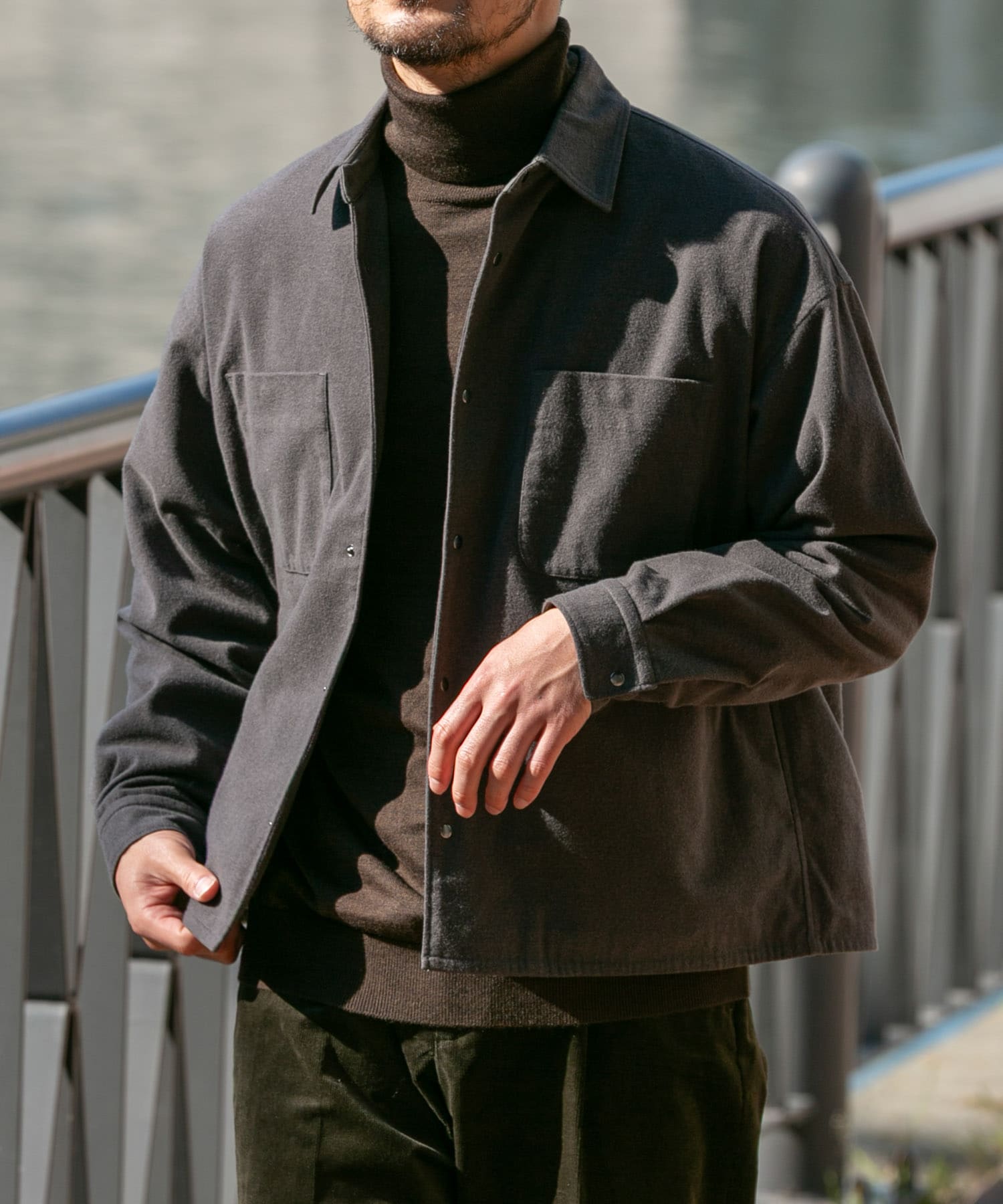 ウールライクCPOシャツブルゾン(M BRN CHECK): アウター｜URBAN