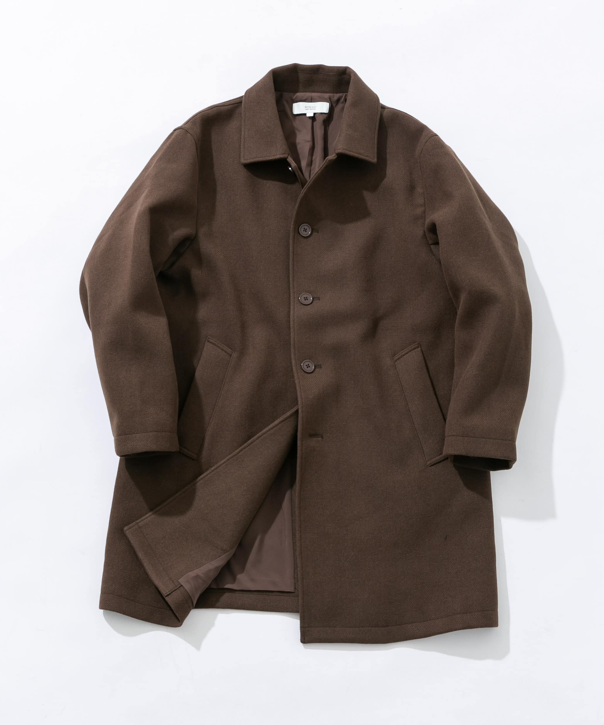 『XLサイズあり』light meltonステンカラーコート BROWN L