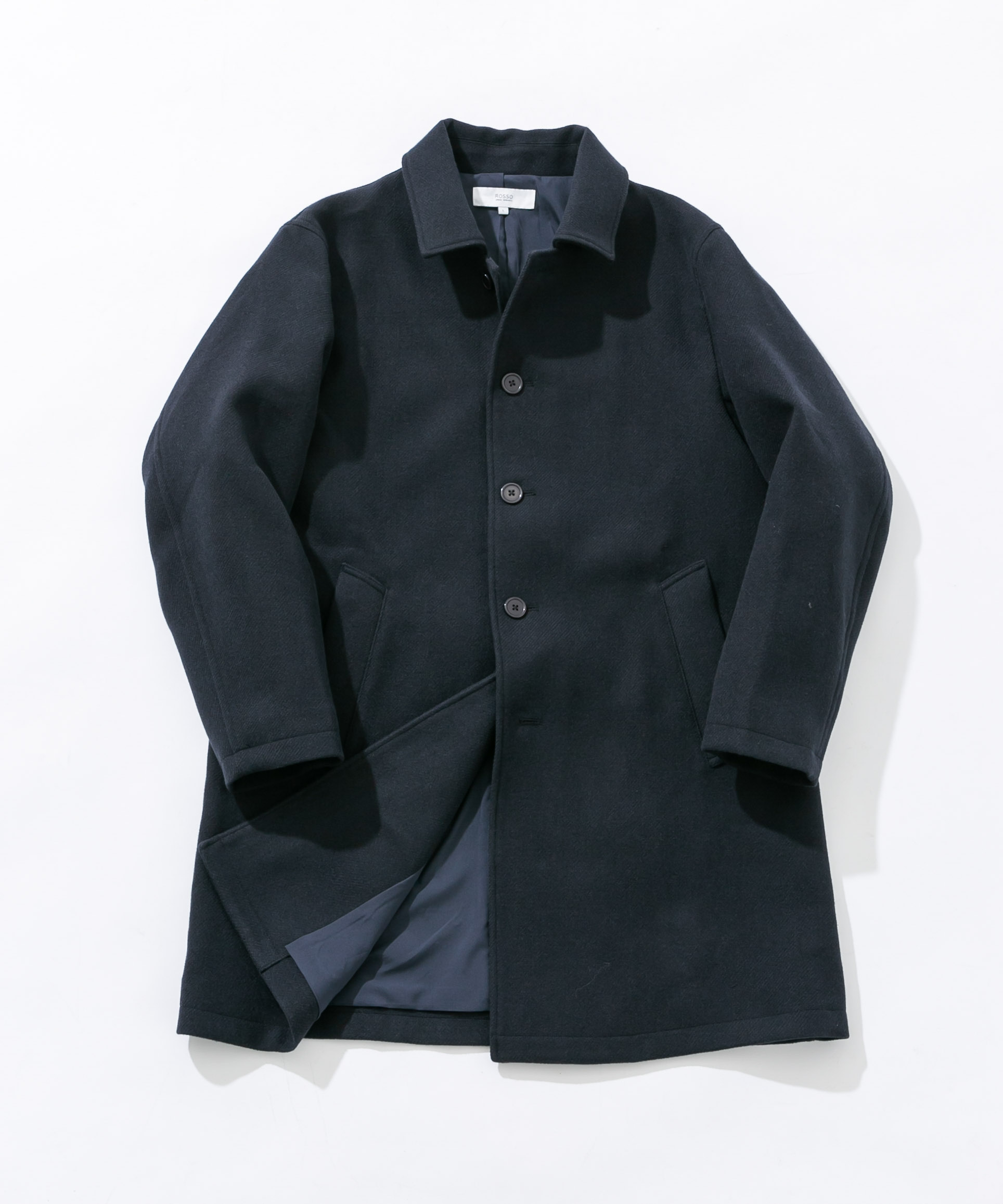 『XLサイズあり』light meltonステンカラーコート NAVY M
