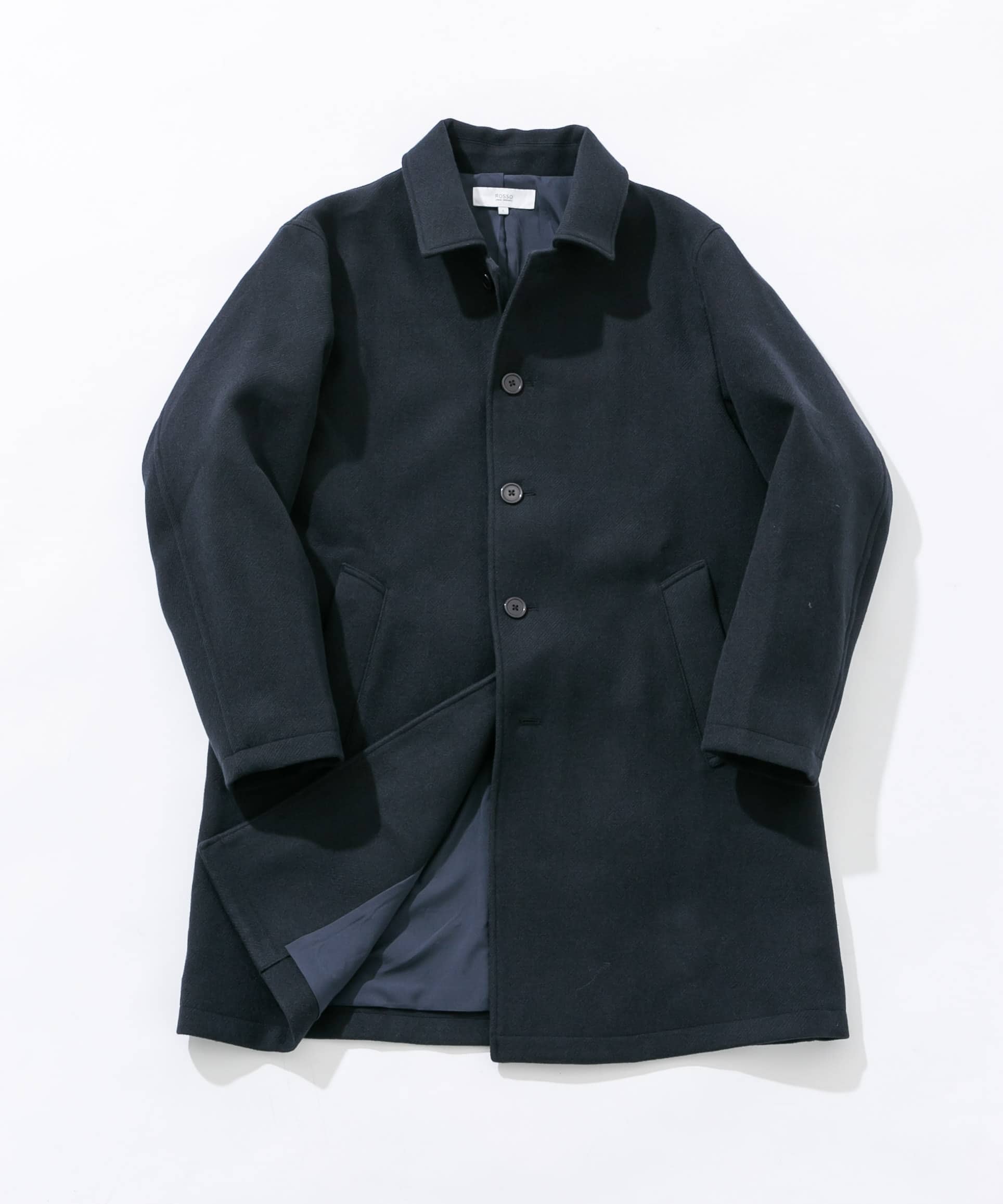 『XLサイズあり』light meltonステンカラーコート NAVY M