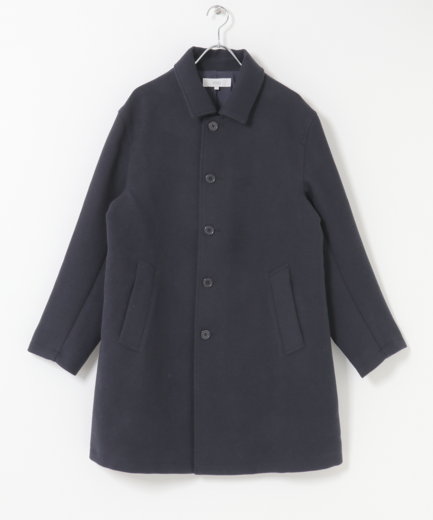 『XLサイズあり』light meltonステンカラーコート NAVY M