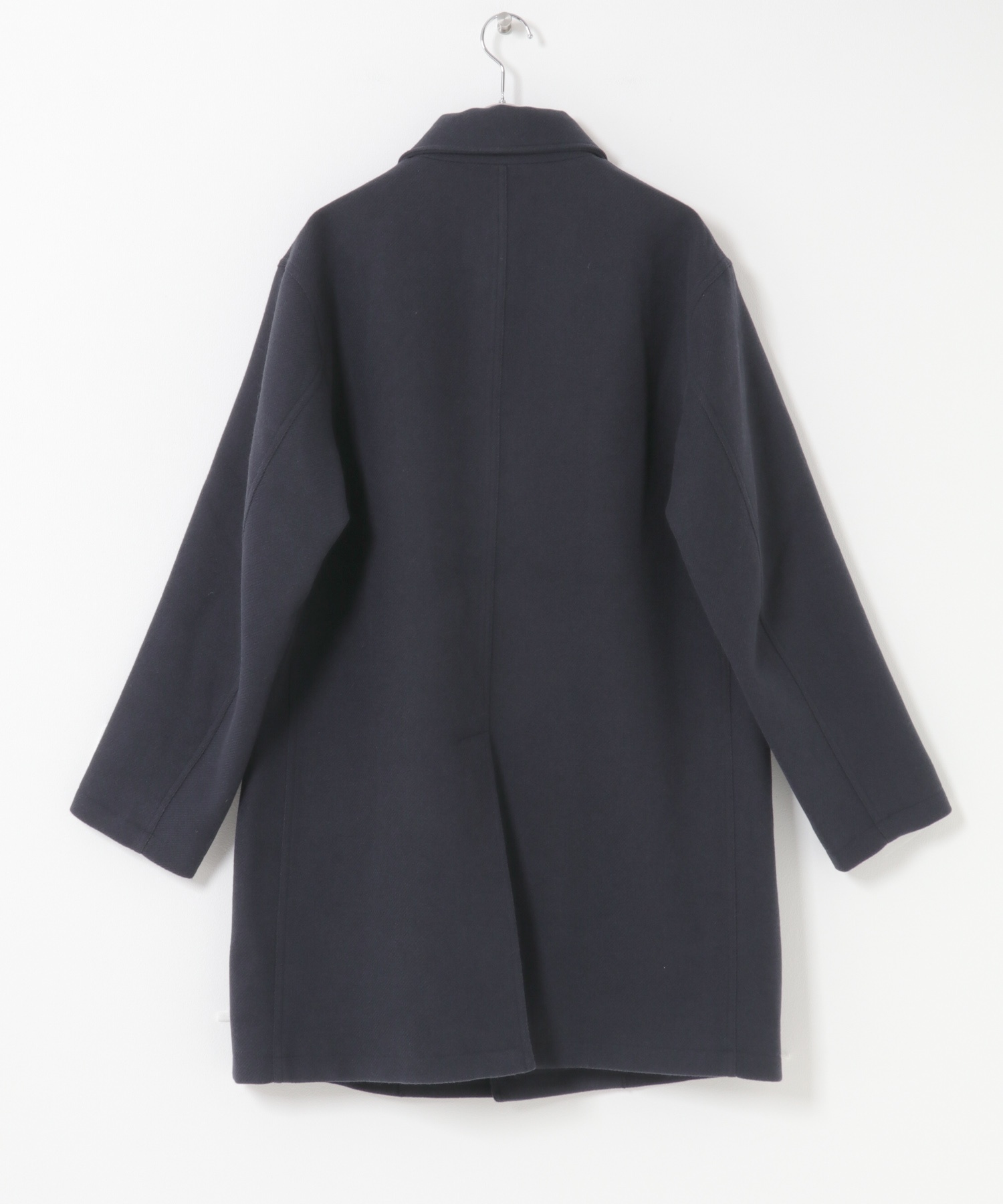 『XLサイズあり』light meltonステンカラーコート NAVY M