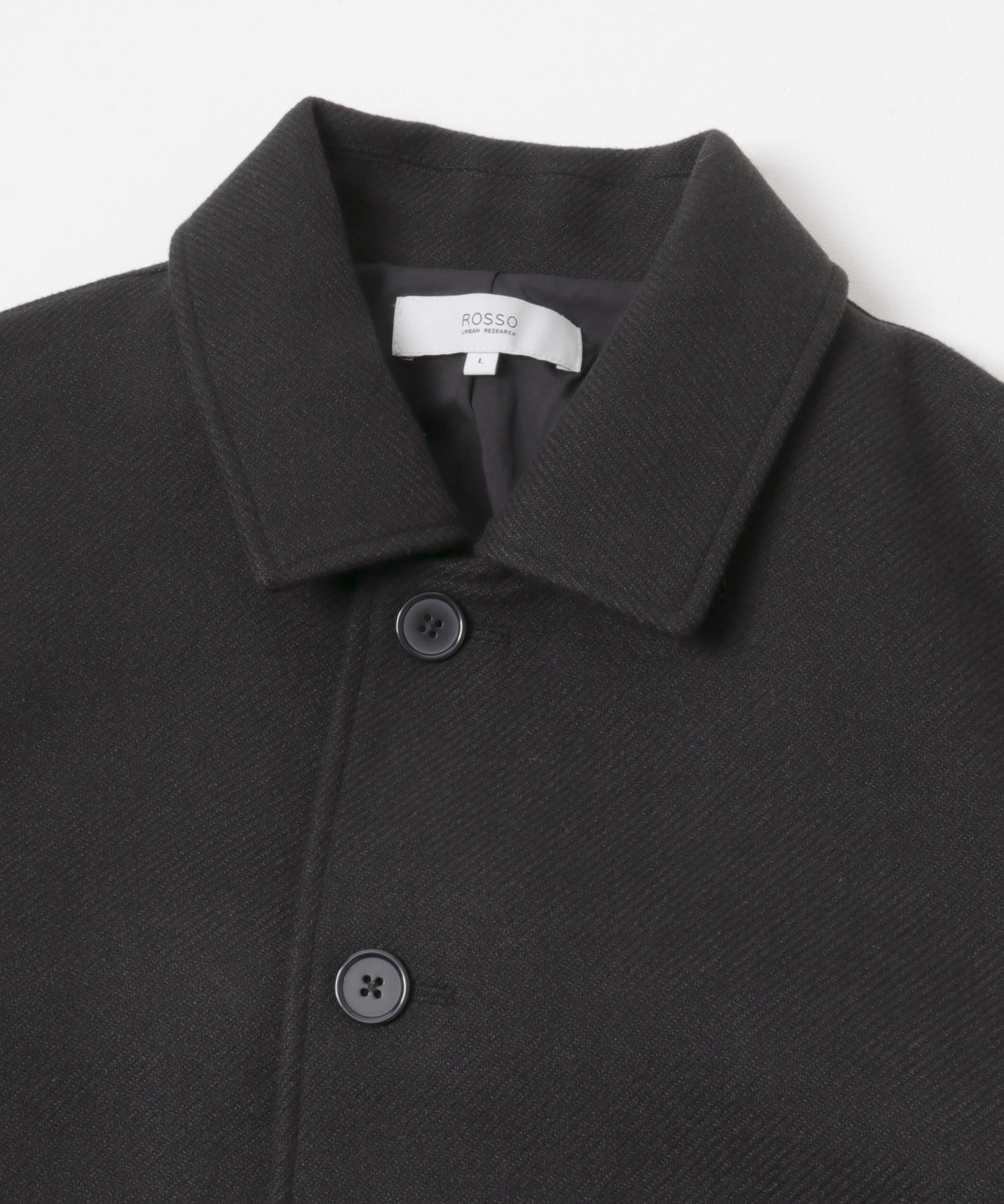 『XLサイズあり』light meltonステンカラーコート BLACK M