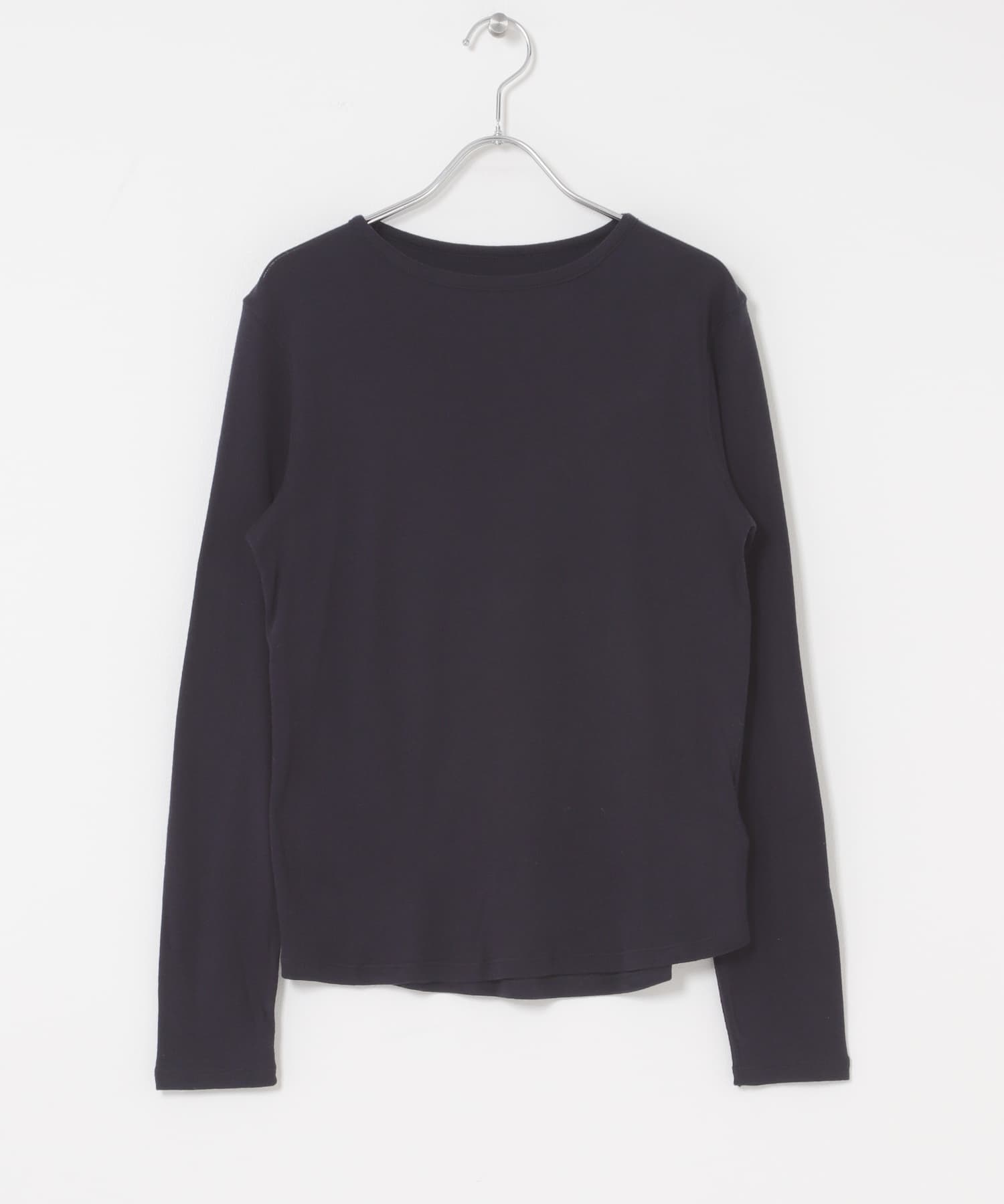 コットンカシミヤクルーネックカットソー NAVY Free