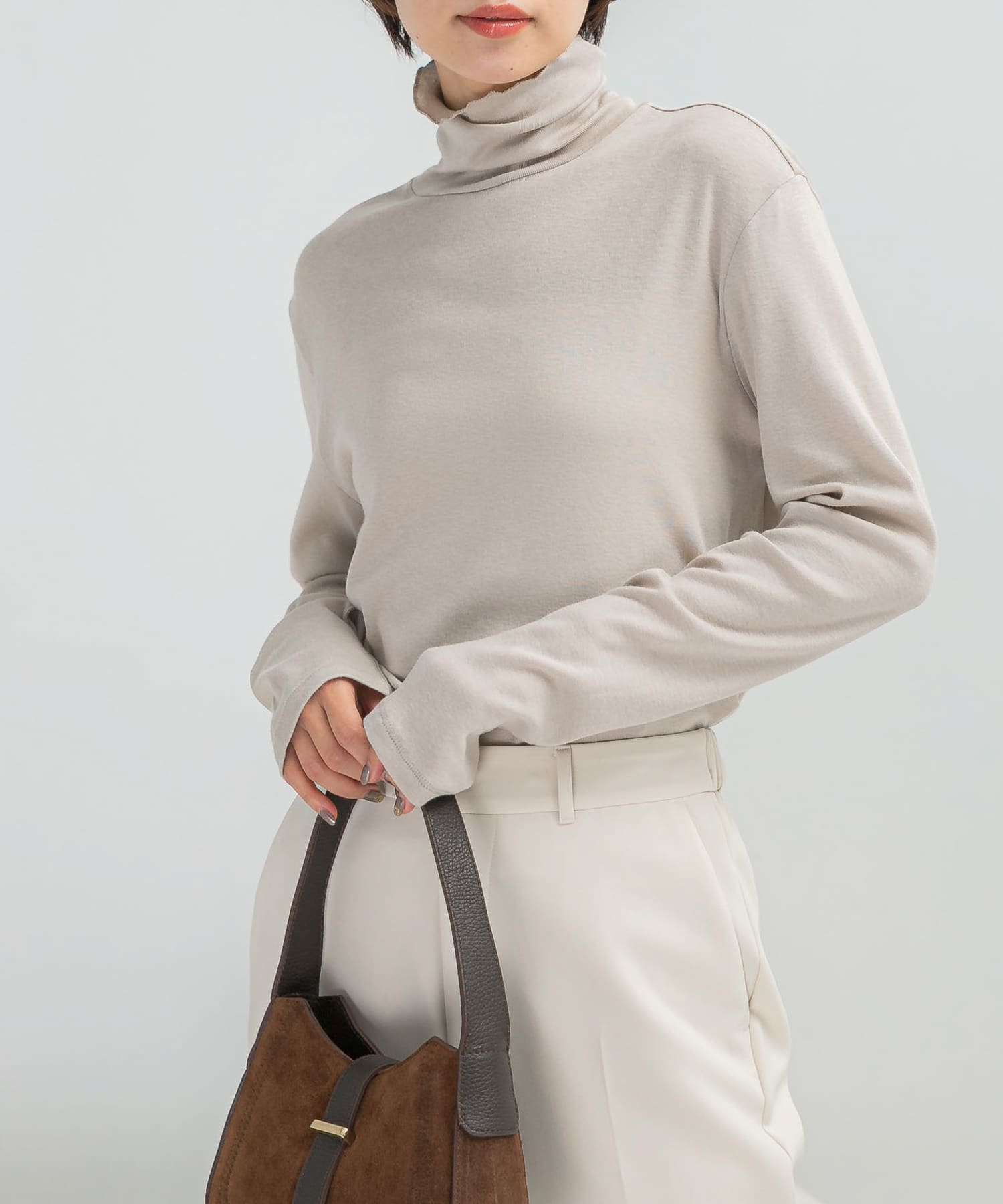 コットンカシミヤハイネックカットソー