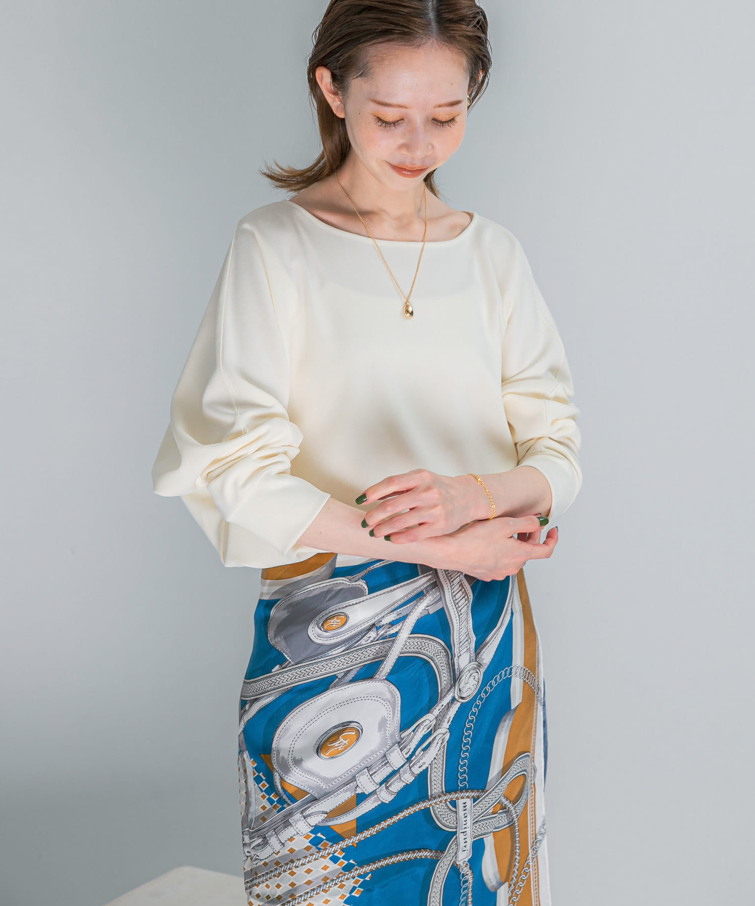 ニットジョーゼットドルマンプルオーバー