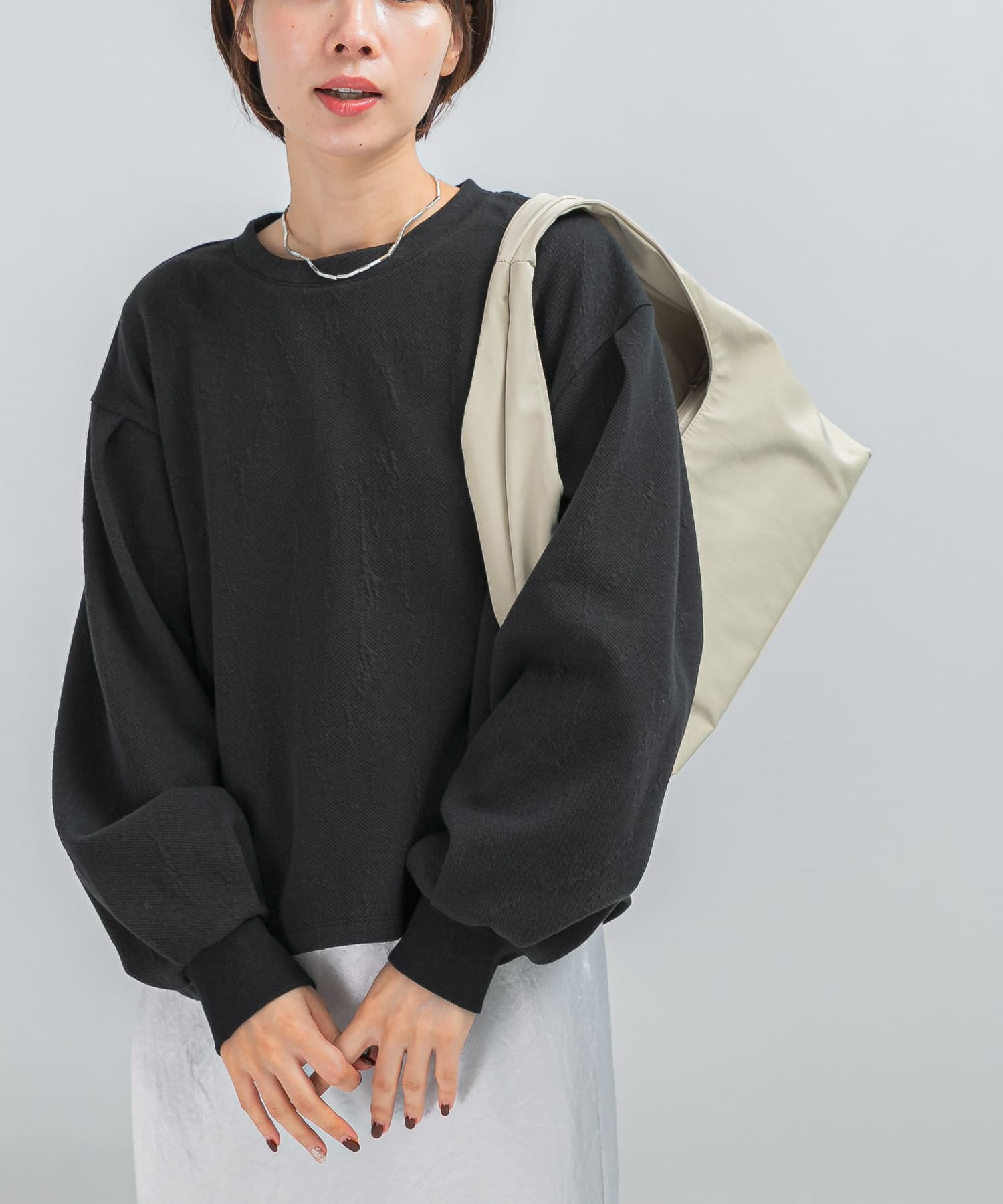 タックスリーブジャガードスウェット