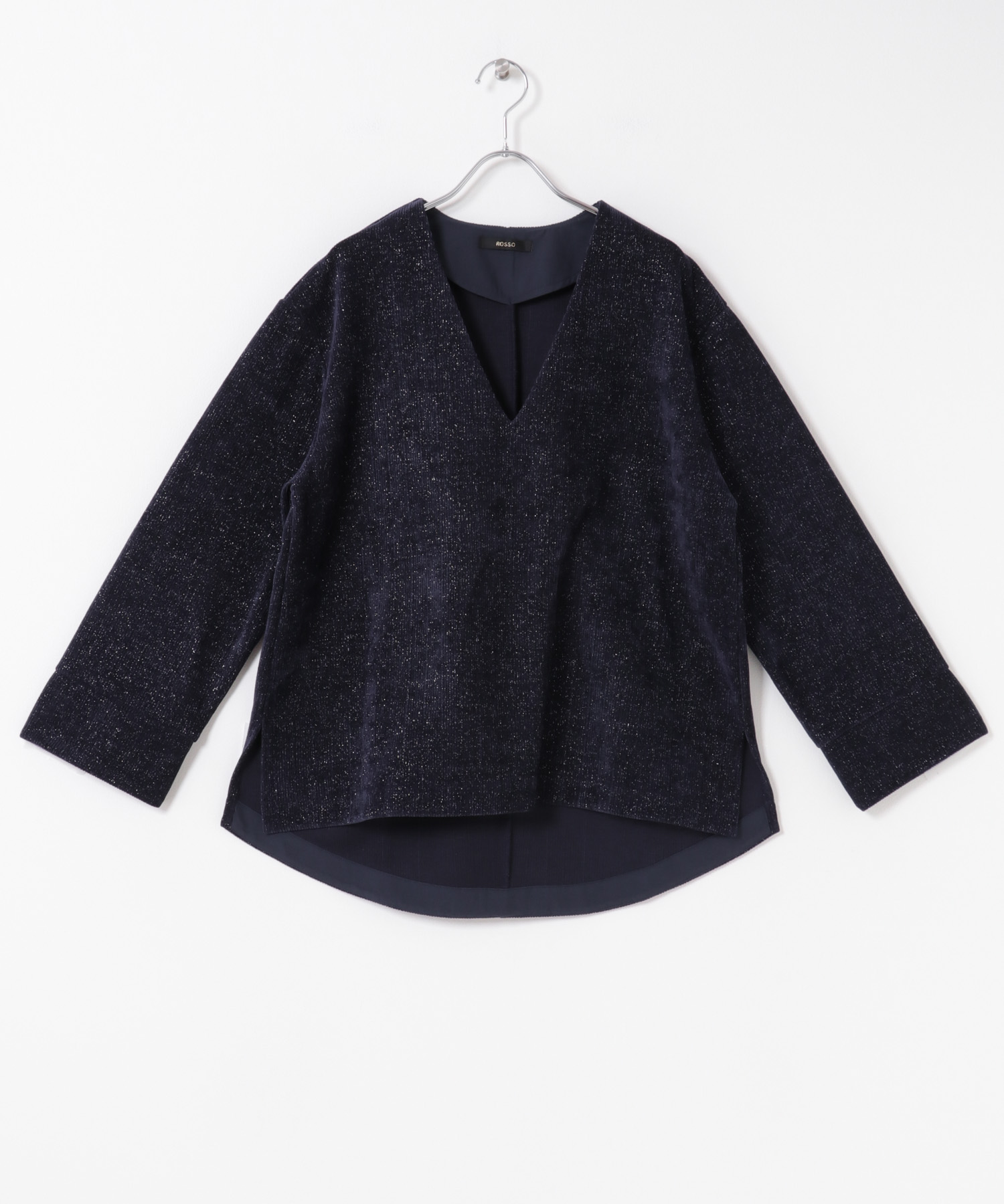 Vネックモールラメプルオーバー NAVY Free