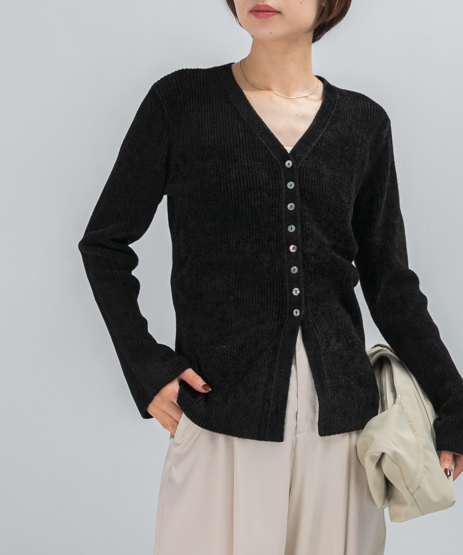 モールVネックニットカーディガン