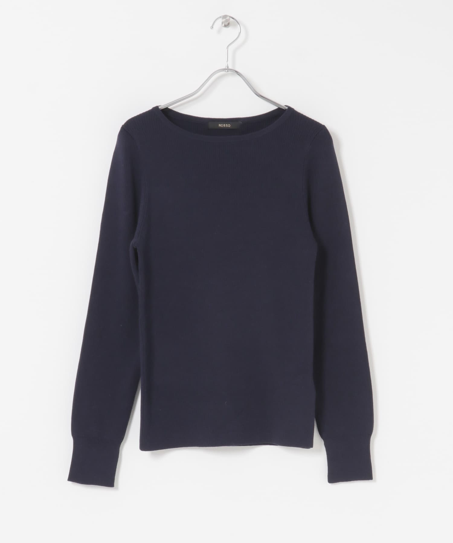 シルク混スリットスリーブリブニット NAVY Free