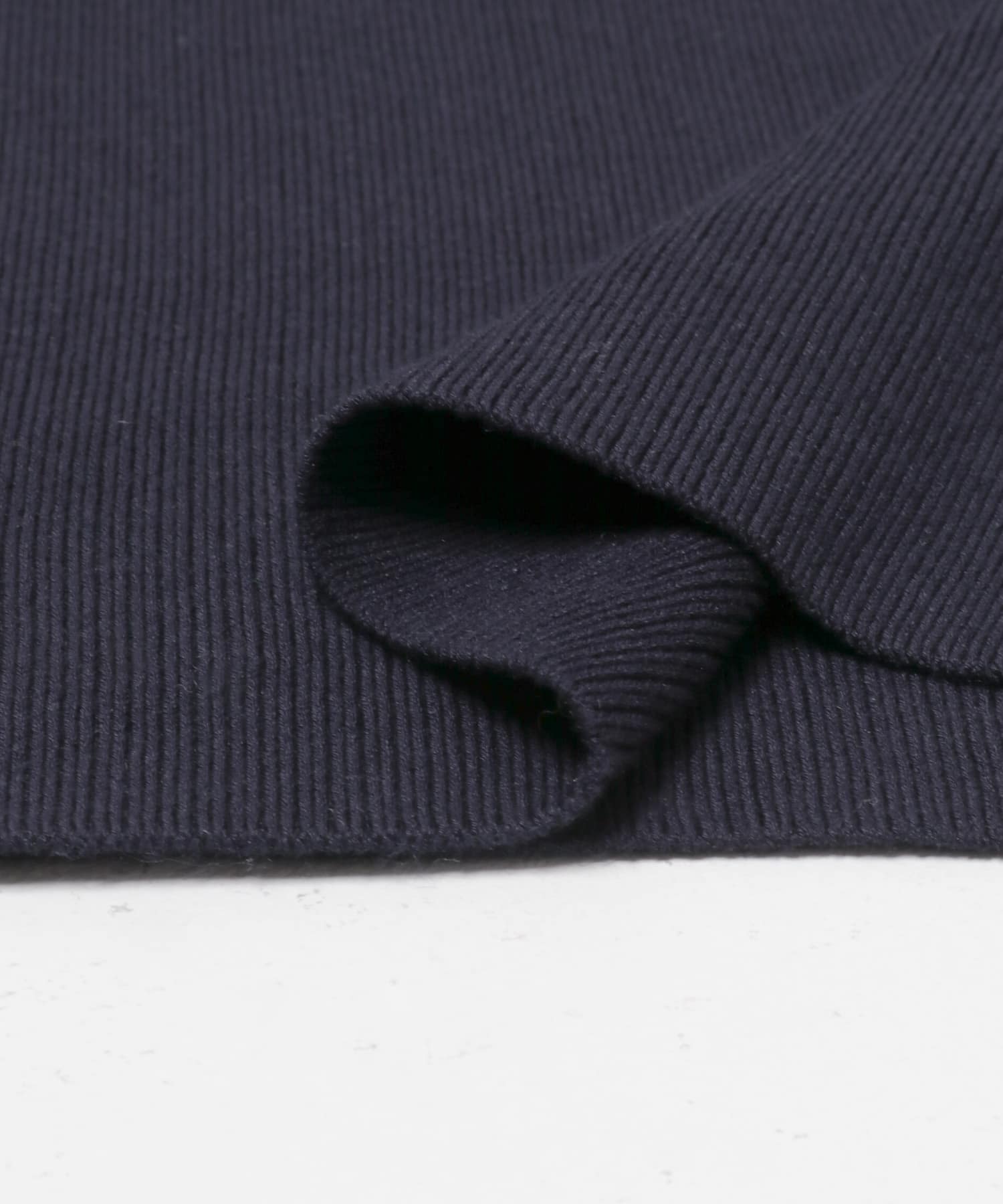 シルク混スリットスリーブリブニット NAVY Free