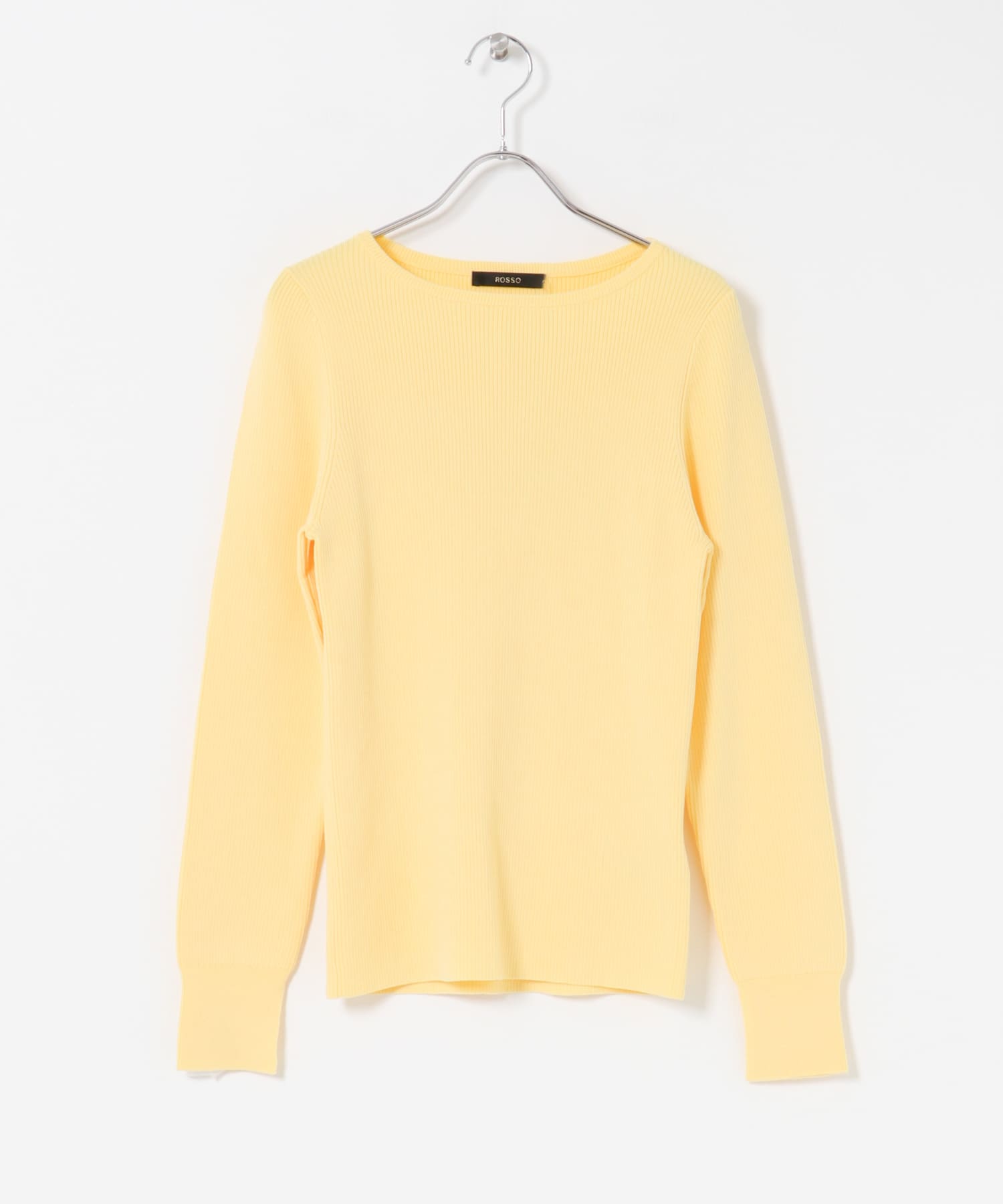 シルク混スリットスリーブリブニット YELLOW Free