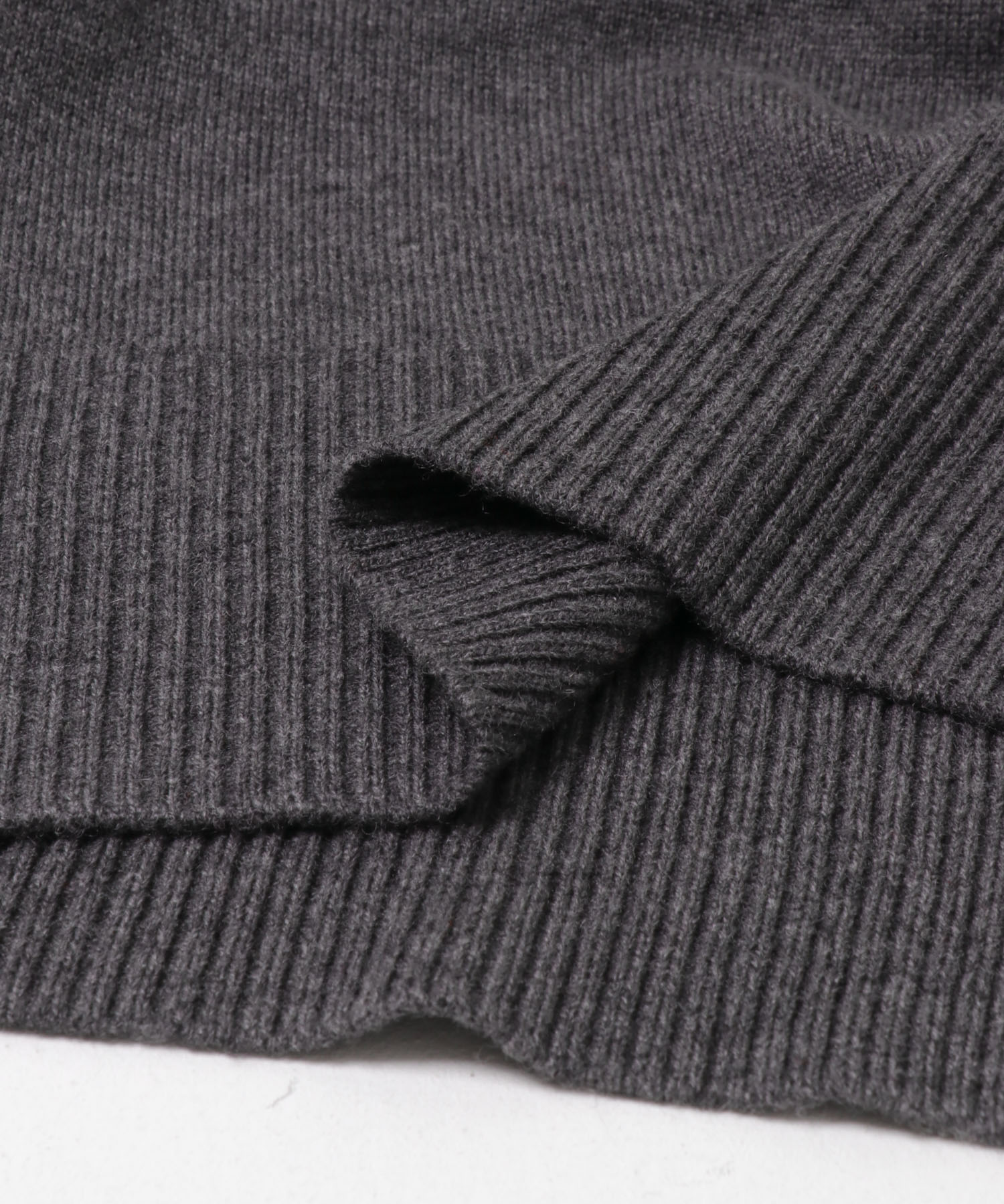 カシミヤ混バイカラーコンパクトニット GRAY×OFF Free