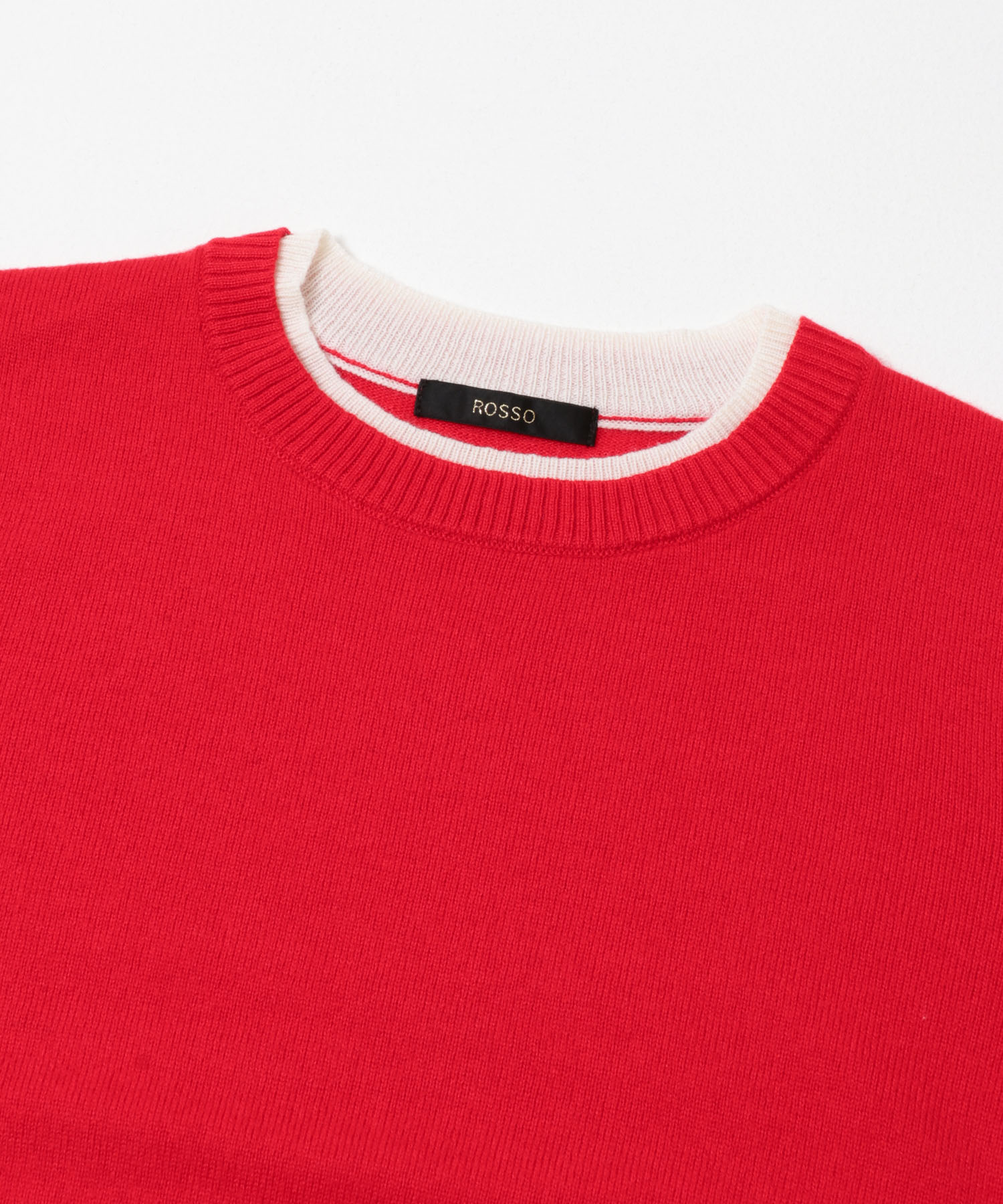 カシミヤ混バイカラーコンパクトニット RED×OFF Free
