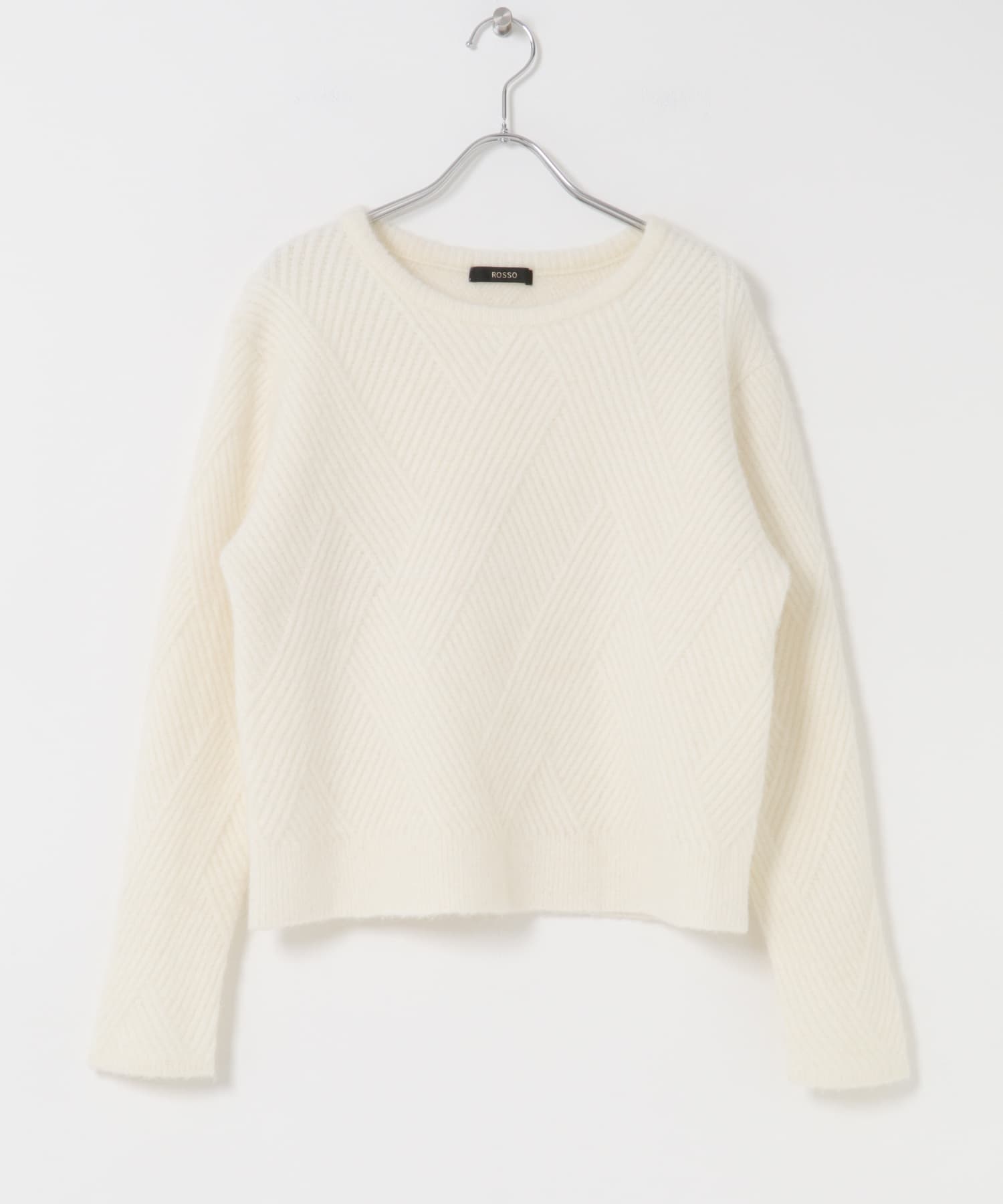 ダイヤ柄編ラメミックスニット OFF WHITE Free
