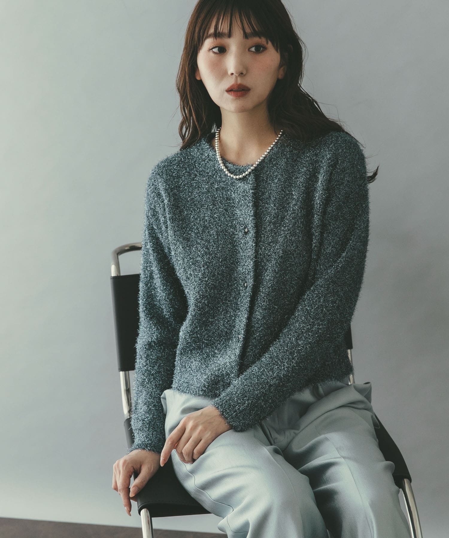 ラメシャギーカーディガン
