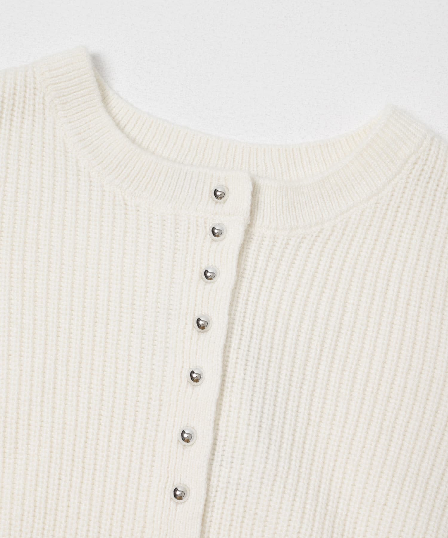 ボタンデザインニットプルオーバー WHITE Free