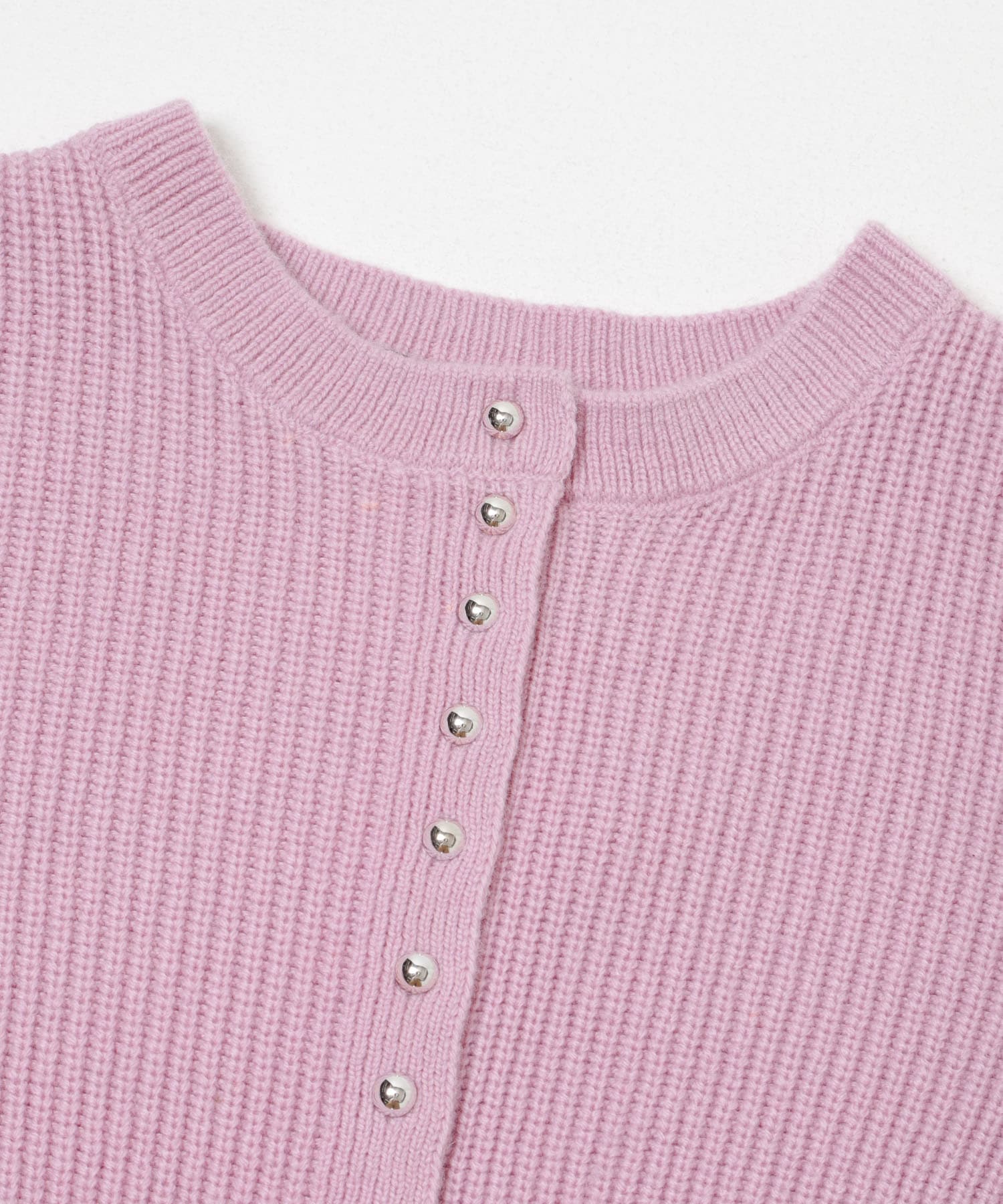 ボタンデザインニットプルオーバー PINK Free