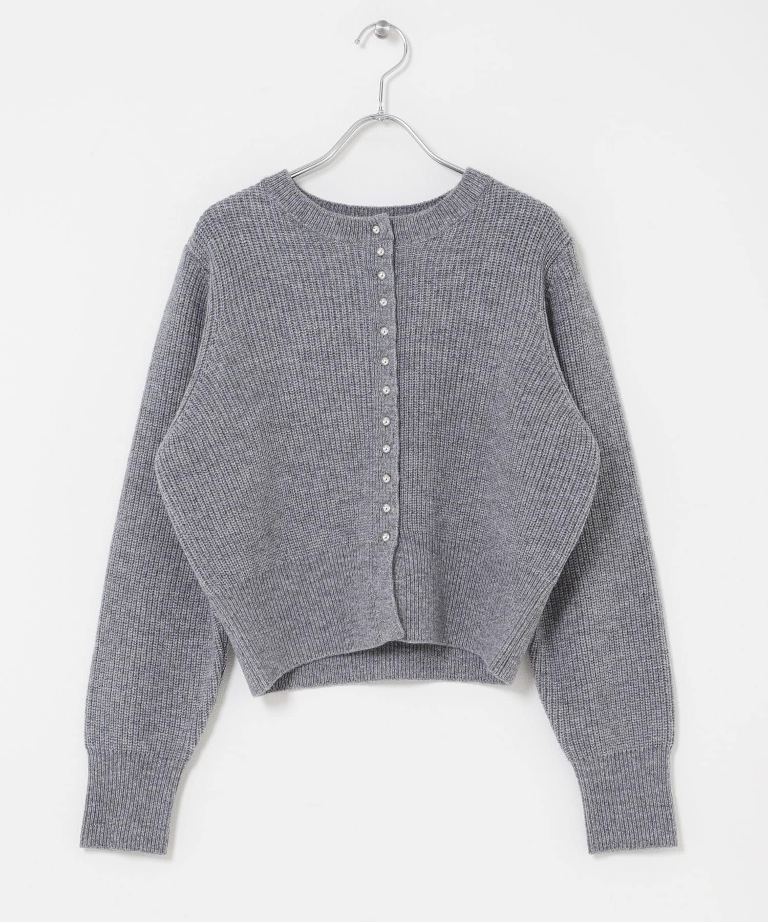 ボタンデザインニットプルオーバー GRAY Free