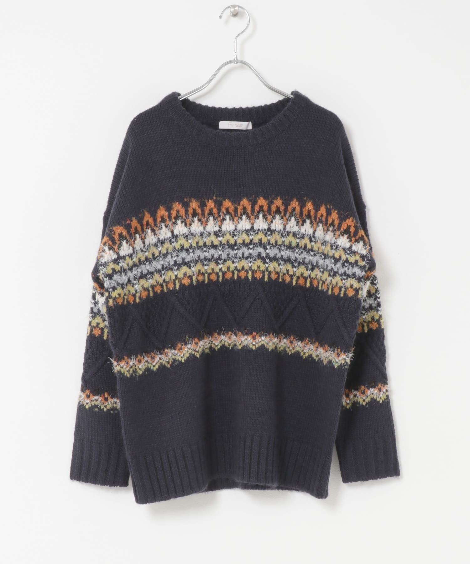 F by ROSSO　ノルディック柄ニットプルオーバー NAVY Free