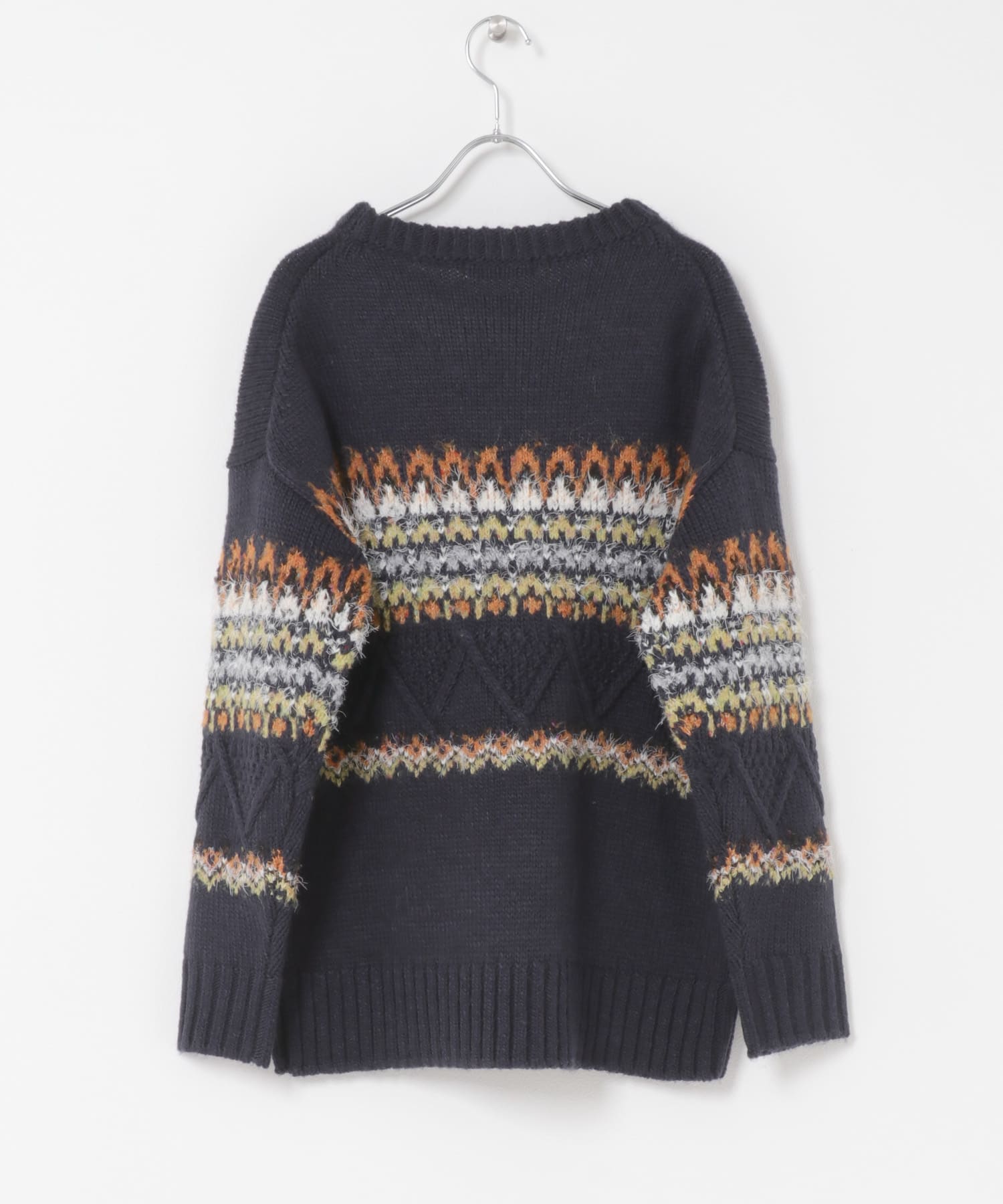 F by ROSSO　ノルディック柄ニットプルオーバー NAVY Free