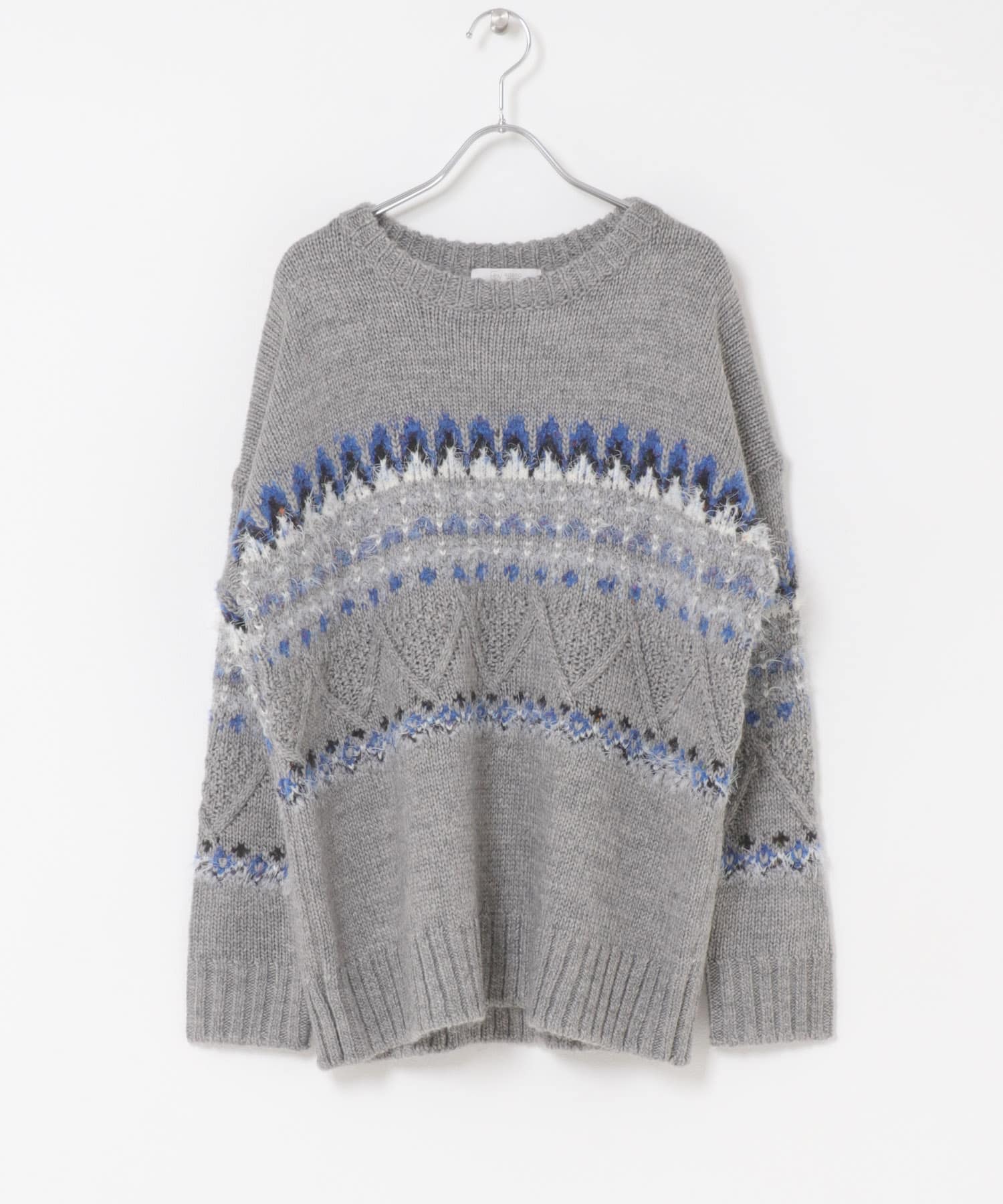 F by ROSSO　ノルディック柄ニットプルオーバー GRAY Free