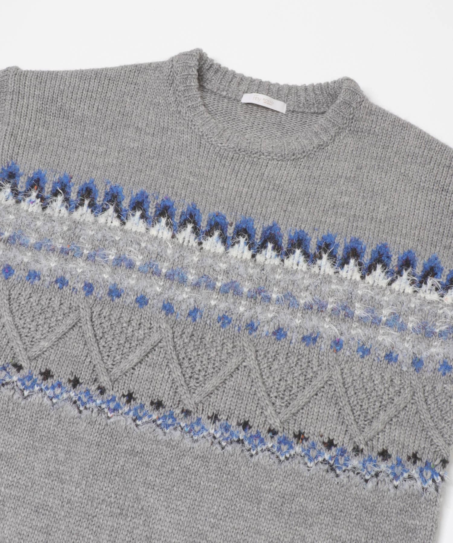 F by ROSSO　ノルディック柄ニットプルオーバー GRAY Free