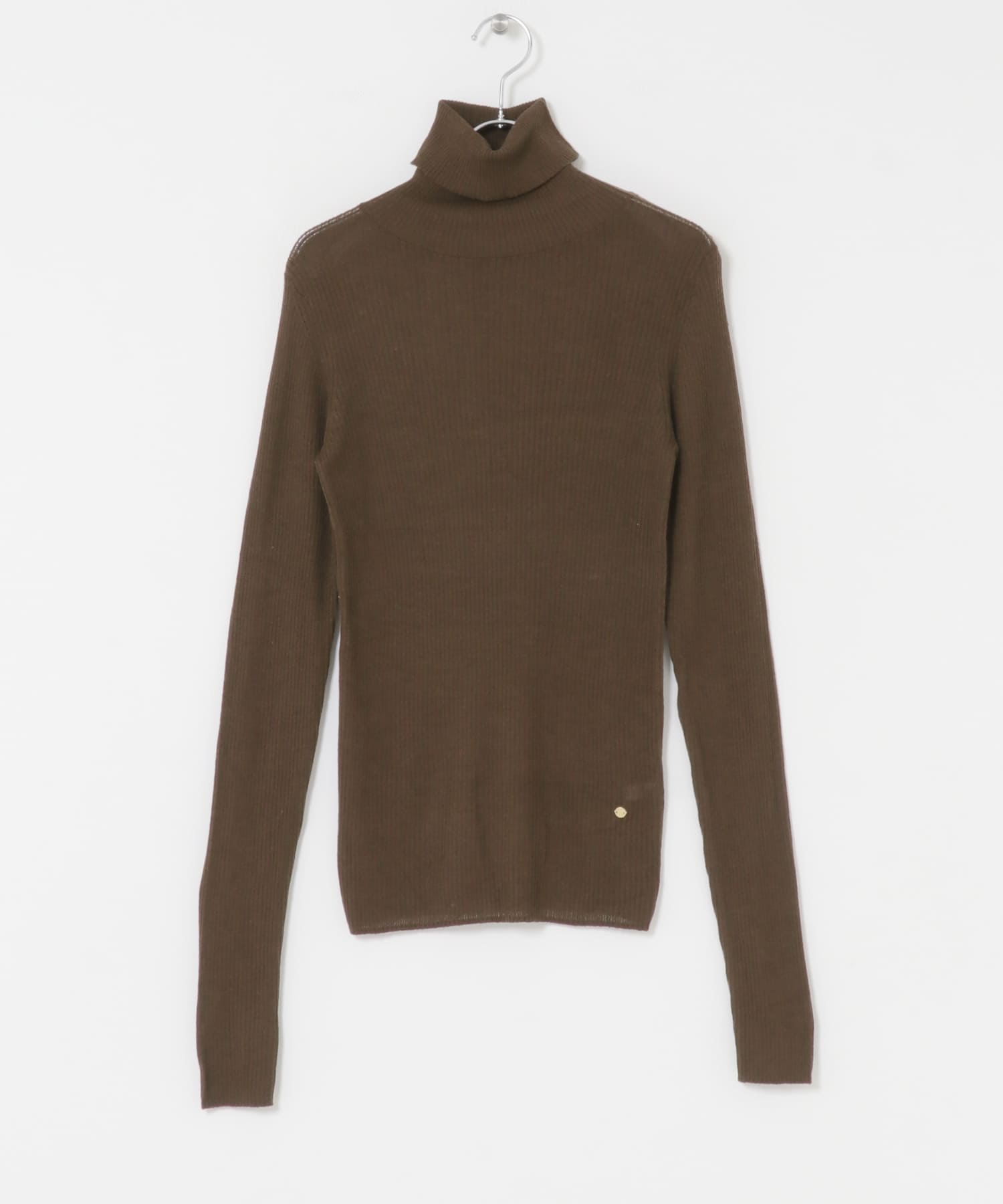 F by ROSSO　ウォッシャブルシアーリブタートルニット BROWN Free