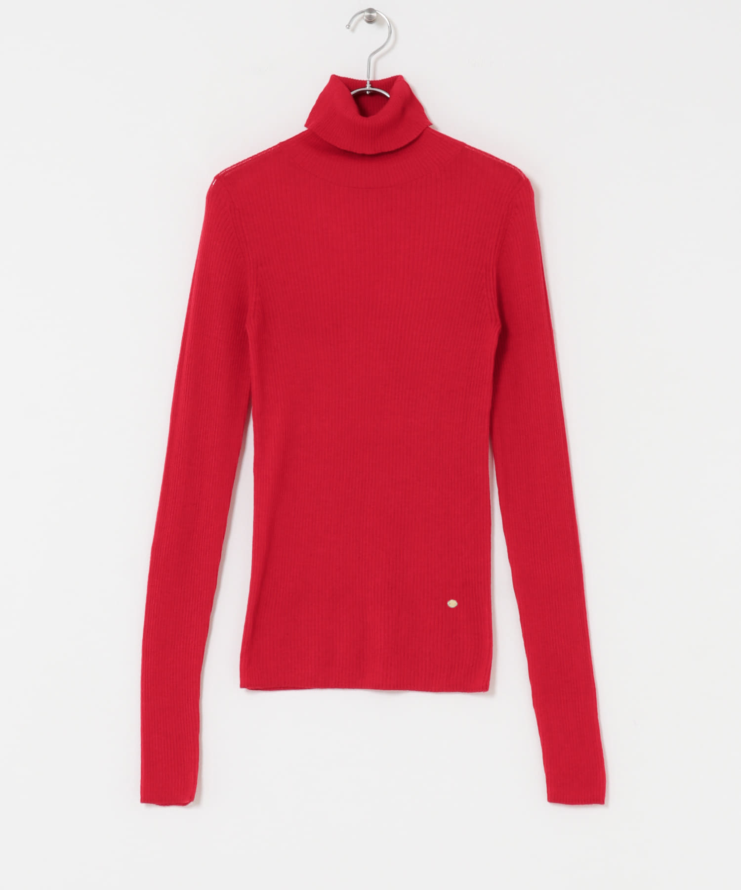 F by ROSSO　ウォッシャブルシアーリブタートルニット RED Free