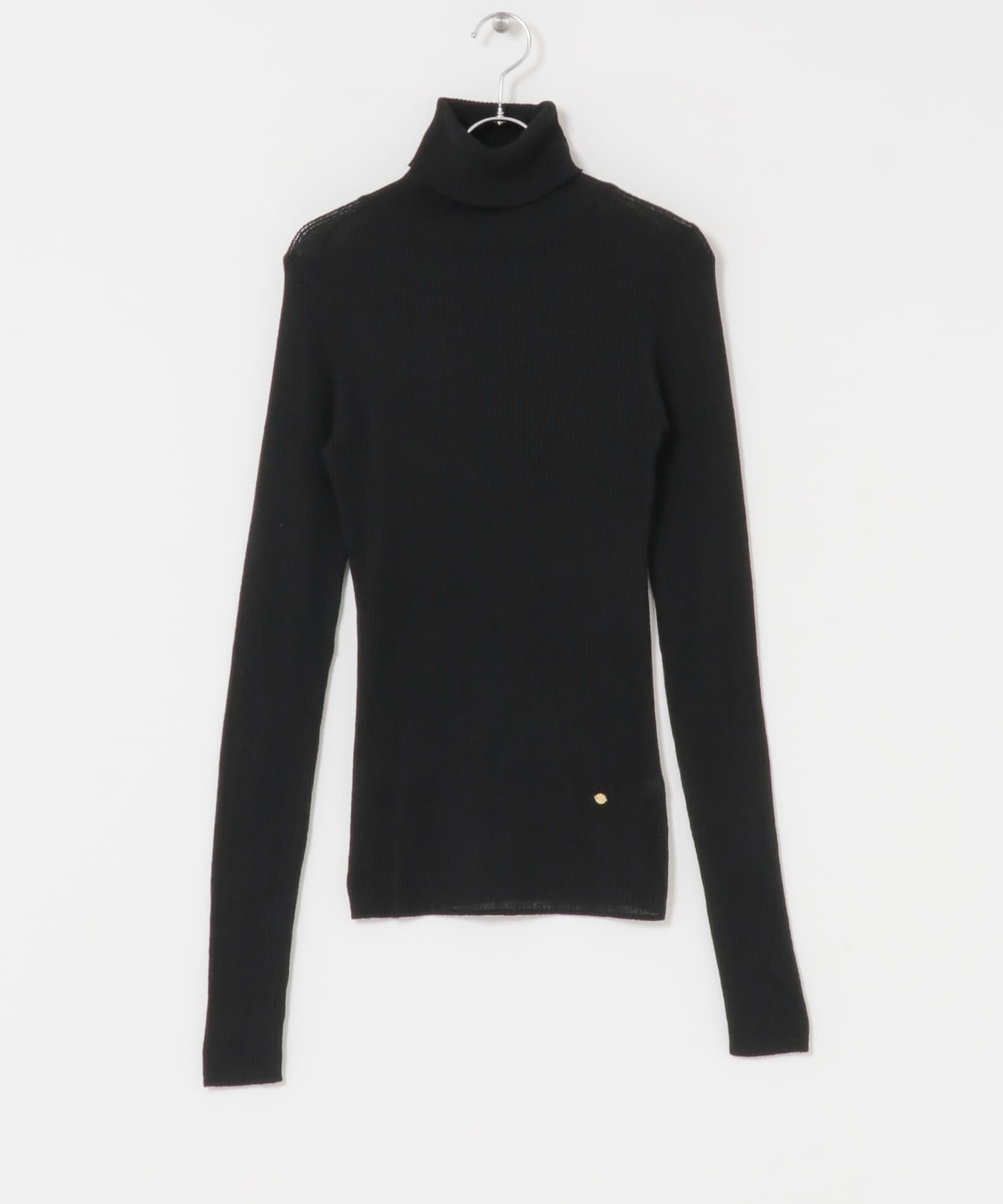 F by ROSSO　ウォッシャブルシアーリブタートルニット BLACK Free