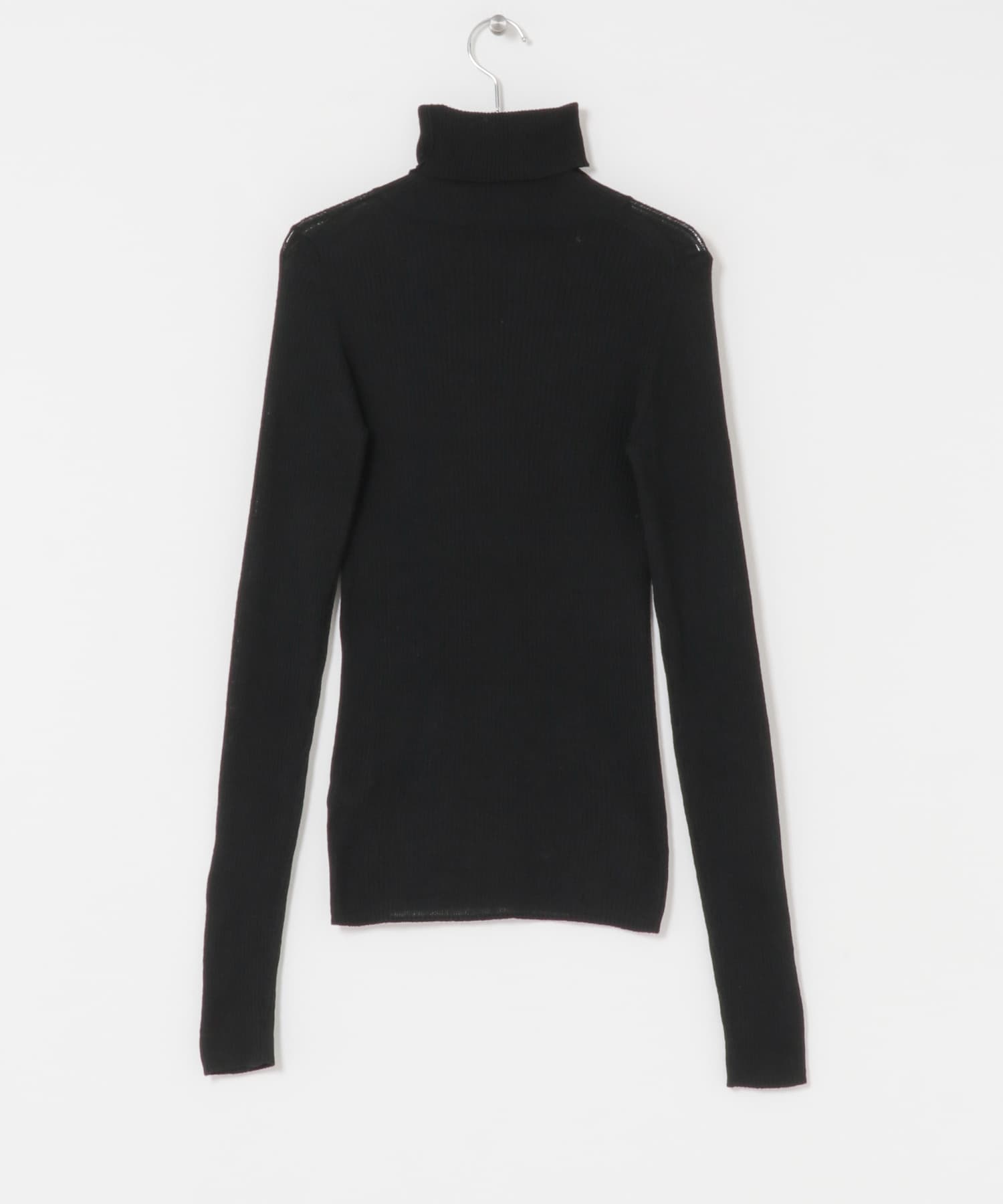 F by ROSSO　ウォッシャブルシアーリブタートルニット BLACK Free