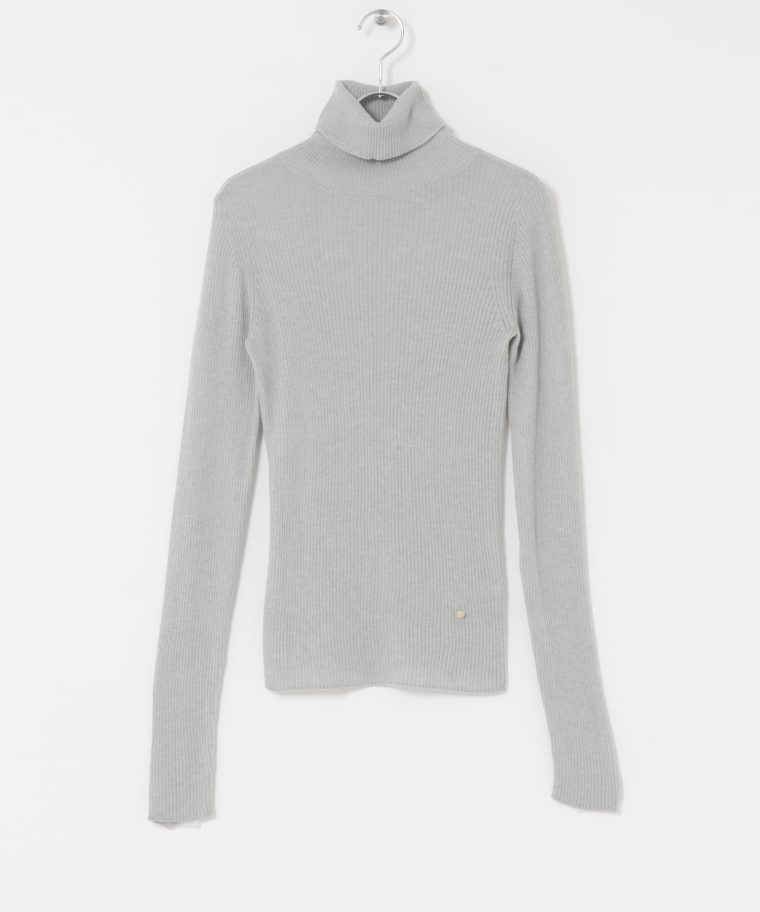 F by ROSSO　ウォッシャブルシアーリブタートルニット L/GRAY Free