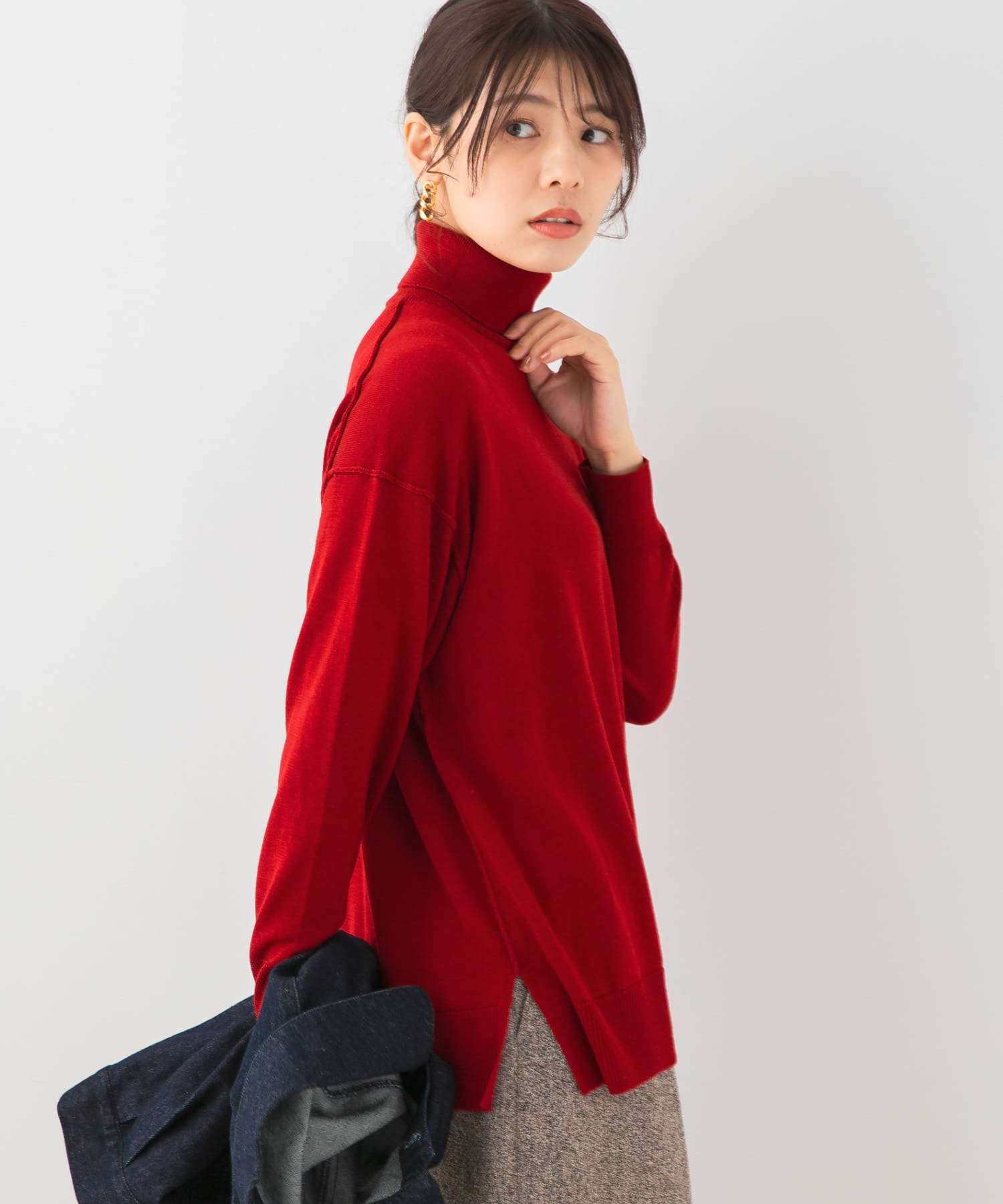 F by ROSSO　ウォッシャブル抗ピルタートルニット