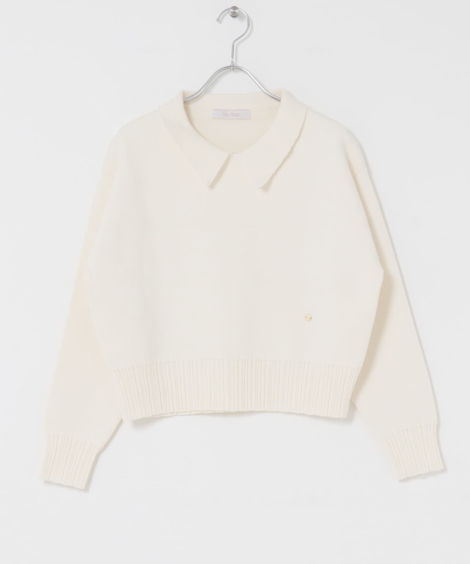 F by ROSSO　コットンカシミヤ衿パールニット OFF WHITE Free