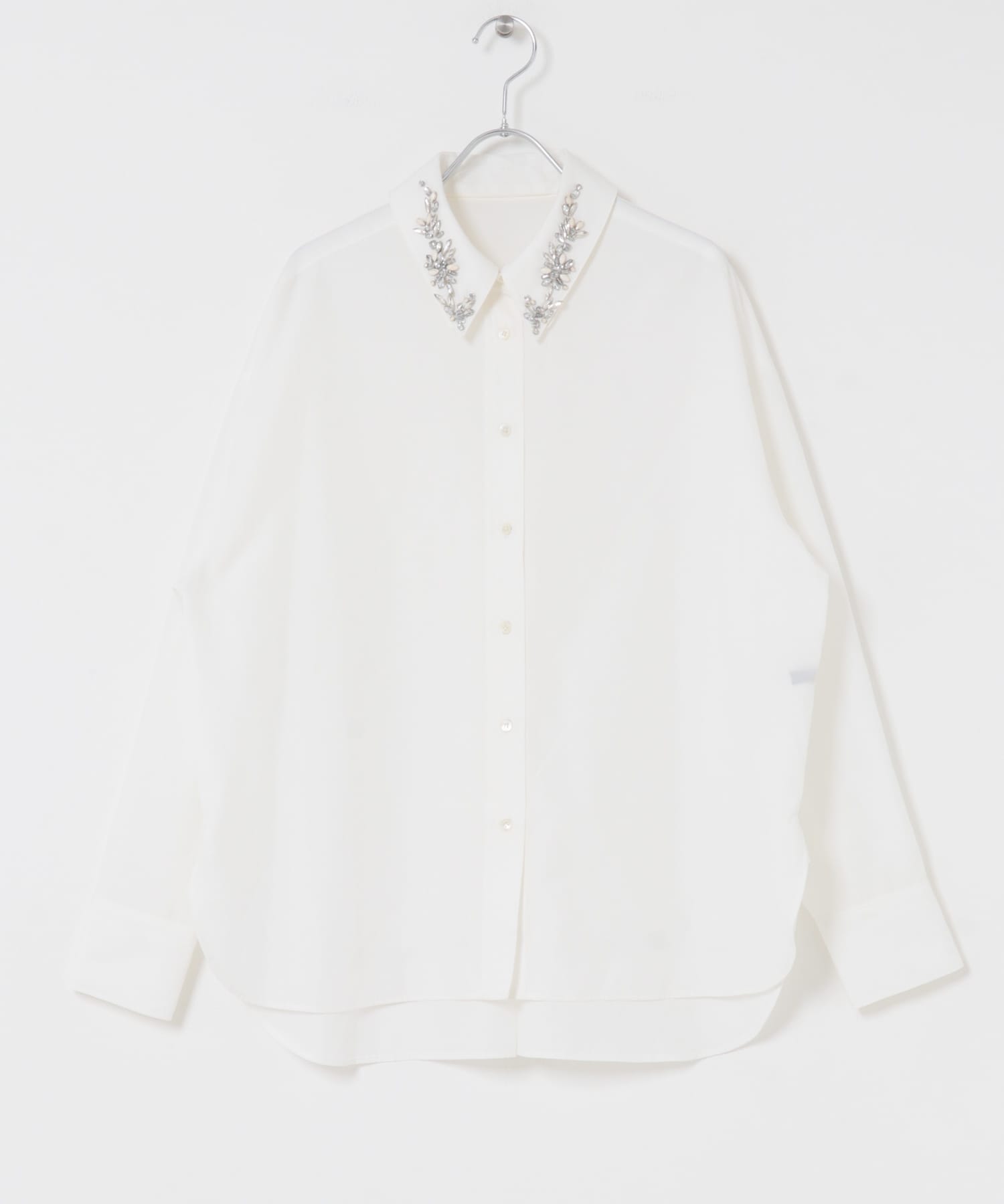 2WAYビジュー付オーバーシャツ WHITE Free