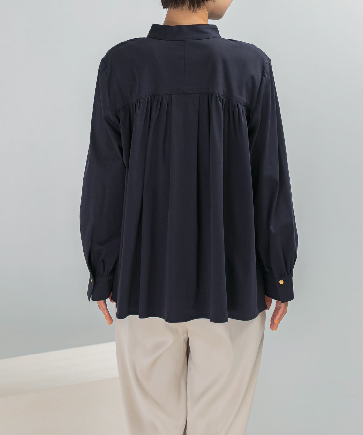 『WEB限定』デザインボタンカットソーブラウス NAVY FREE