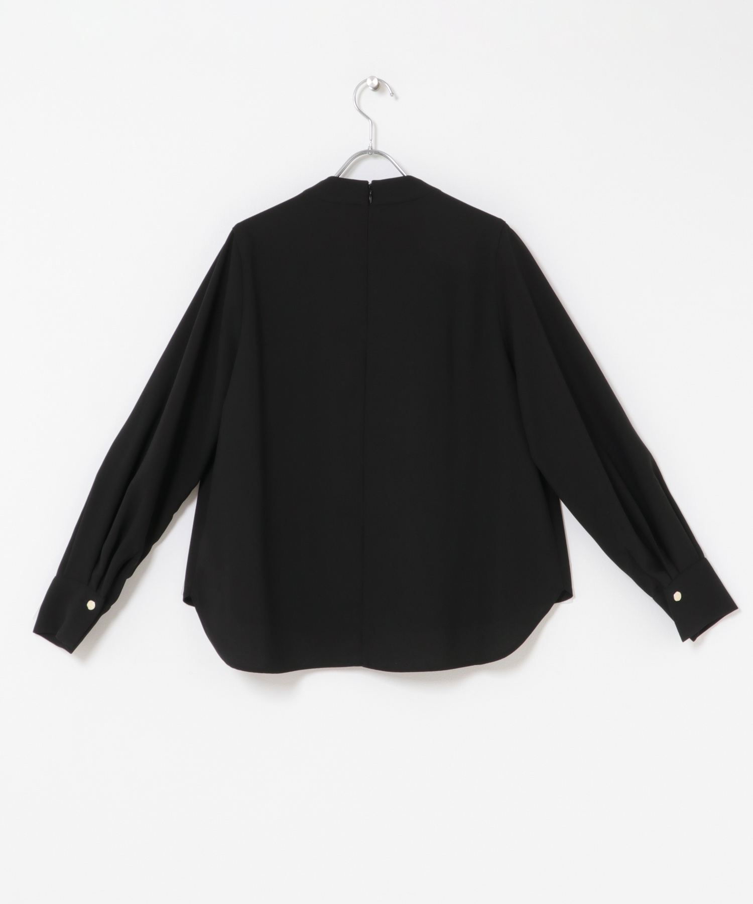 Vネックボタンデザインブラウス BLACK FREE