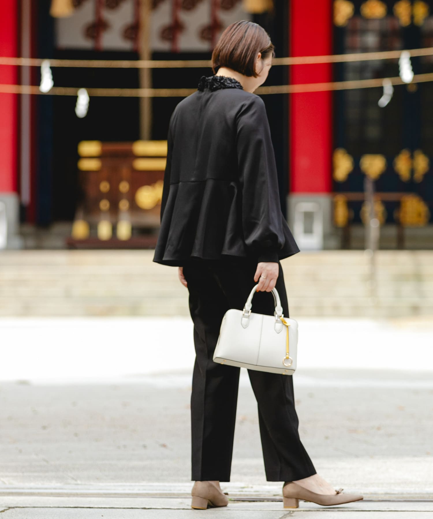 F by ROSSO　レースカラーペプラムブラウス BLACK Free