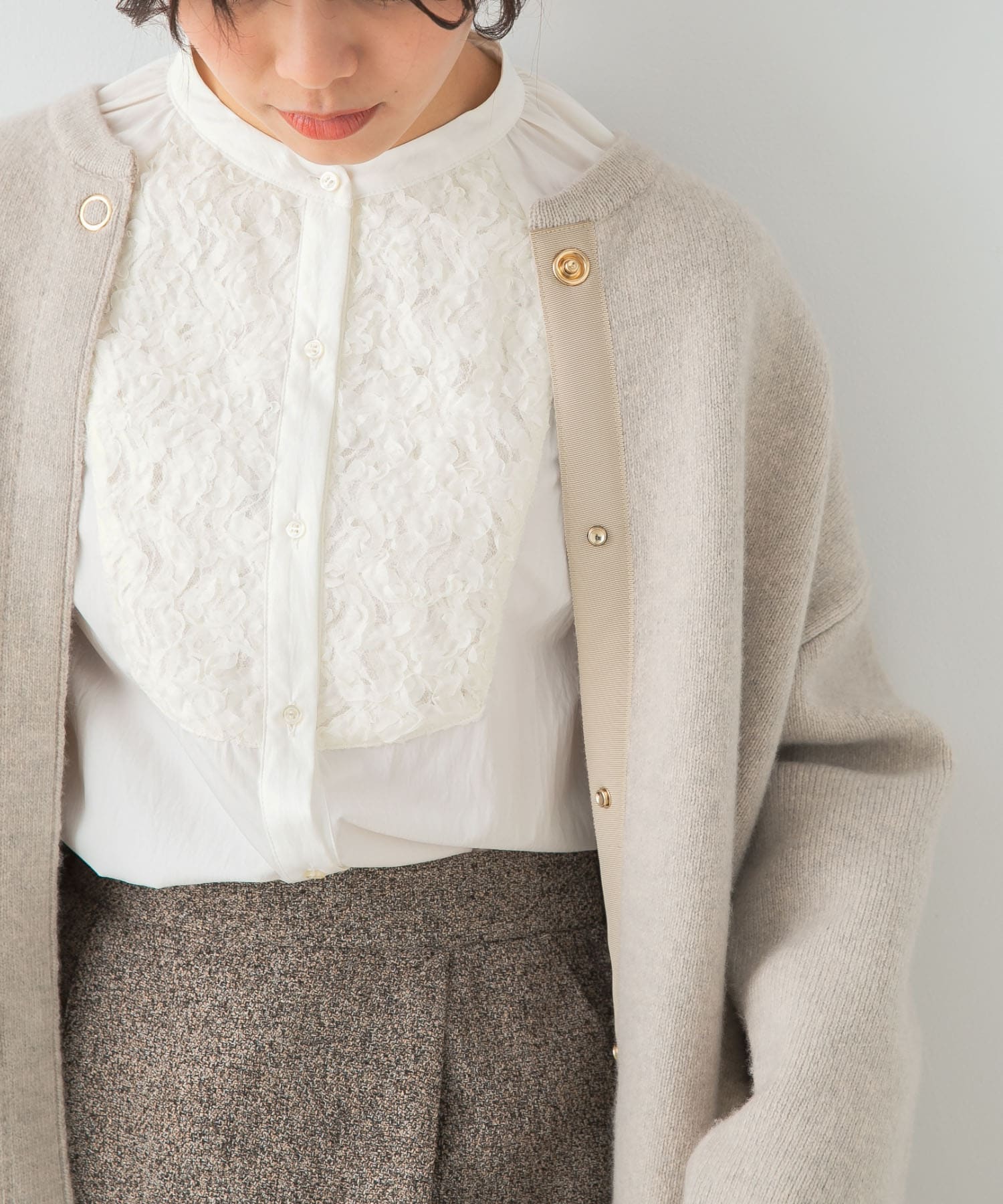 F by ROSSO　モチーフレース切替ブラウス