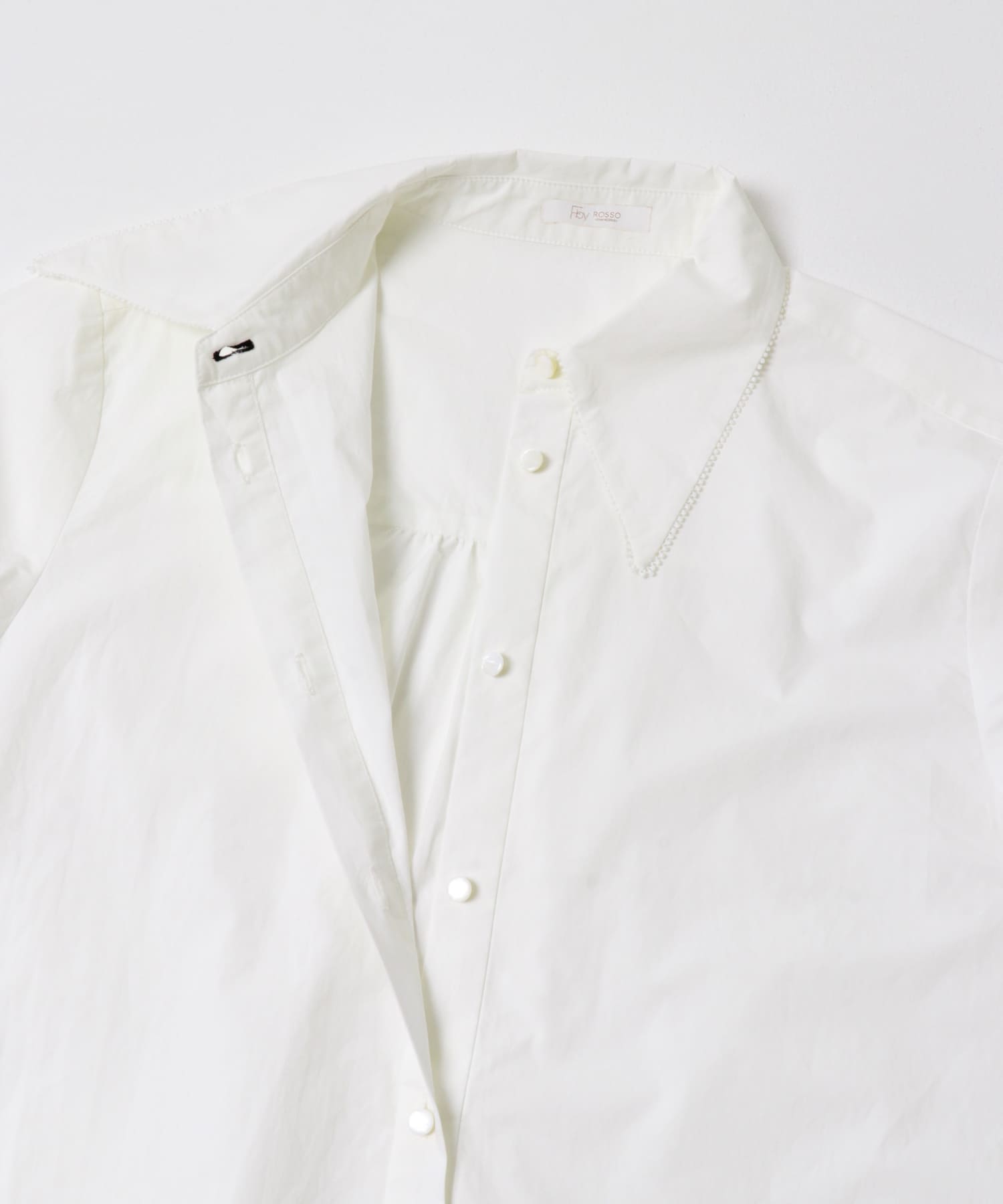F by ROSSO　トリミングレースビッグカラーシャツ OFF WHITE FREE