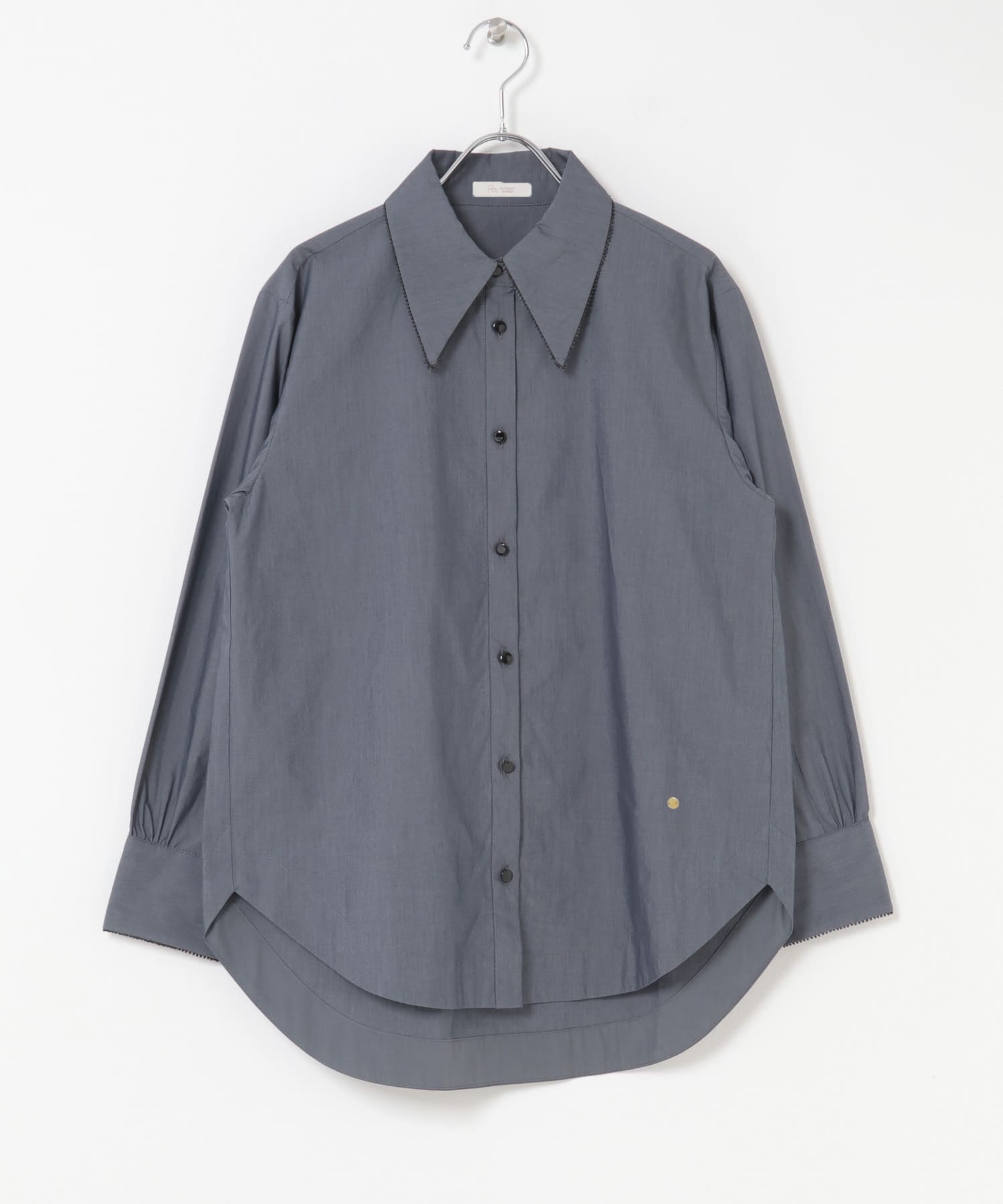 F by ROSSO　トリミングレースビッグカラーシャツ NAVY FREE