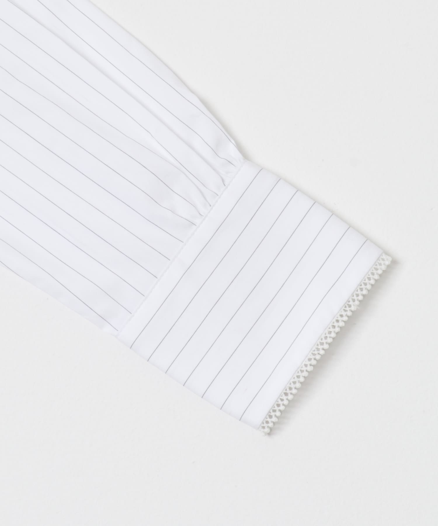 F by ROSSO　トリミングレースビッグカラーシャツ OW STRIPE FREE