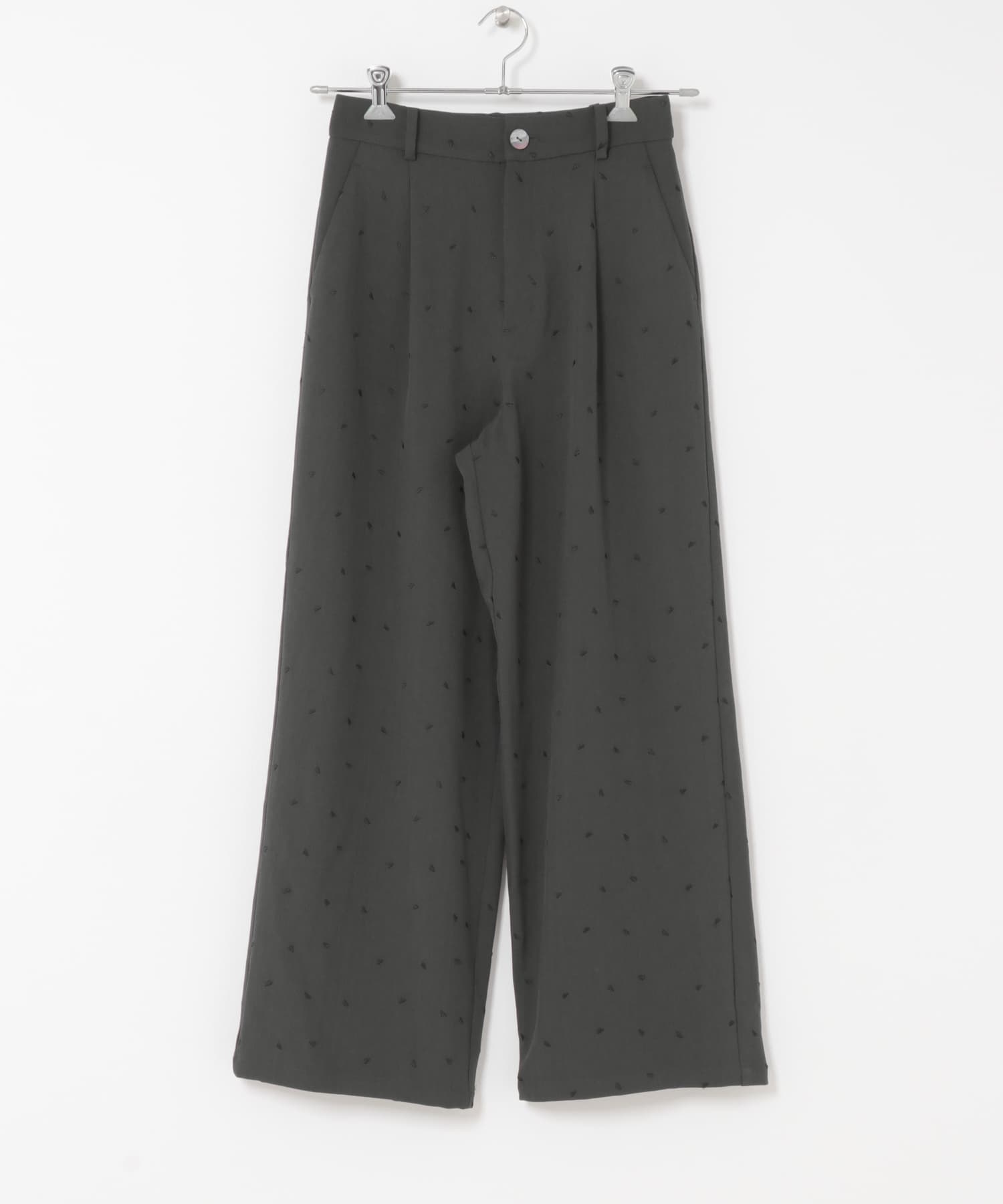 F by ROSSO　ハート刺繍タックワイドパンツ GRAY 36
