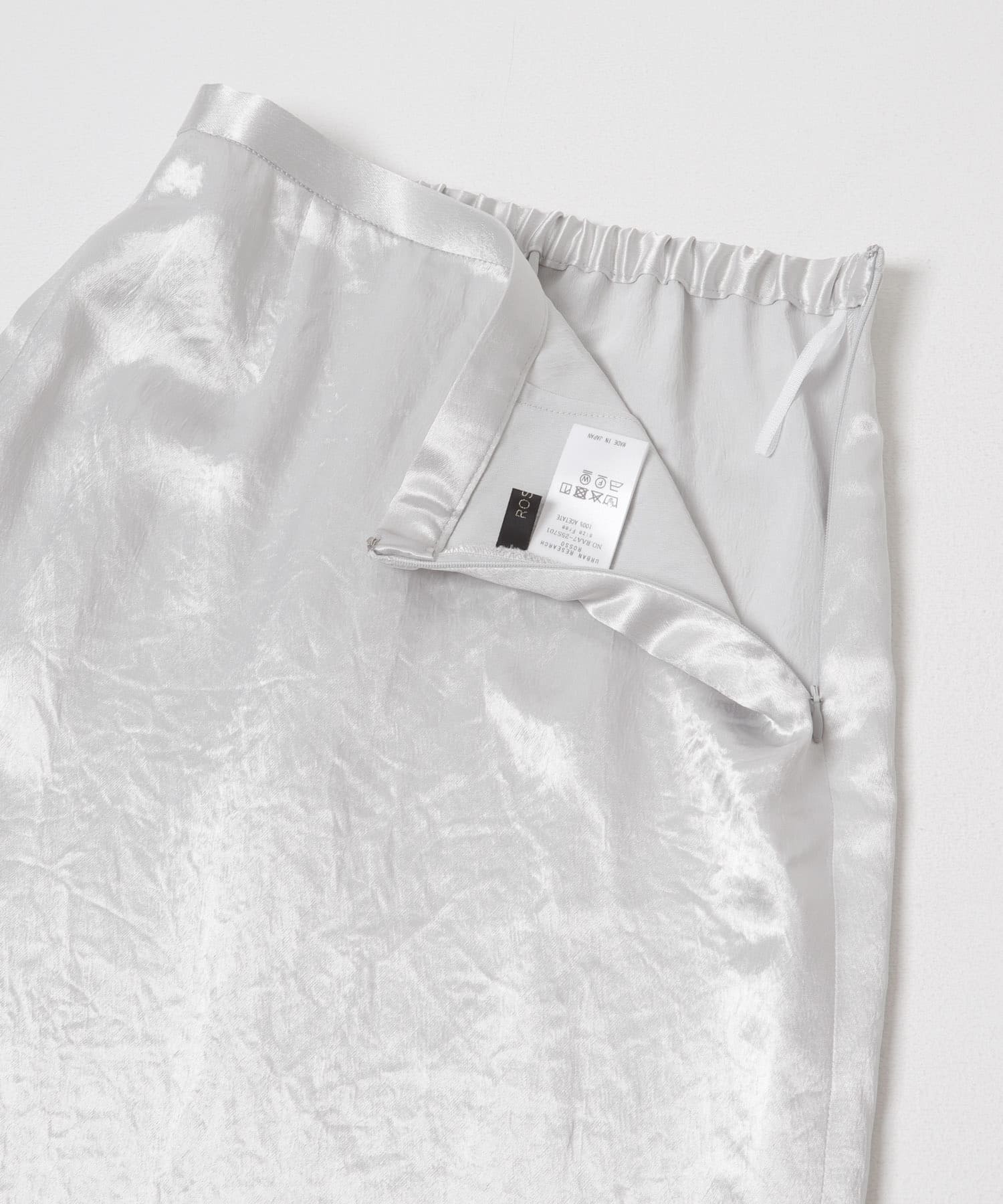 アセテートサテンストレートスカート SILVER FREE