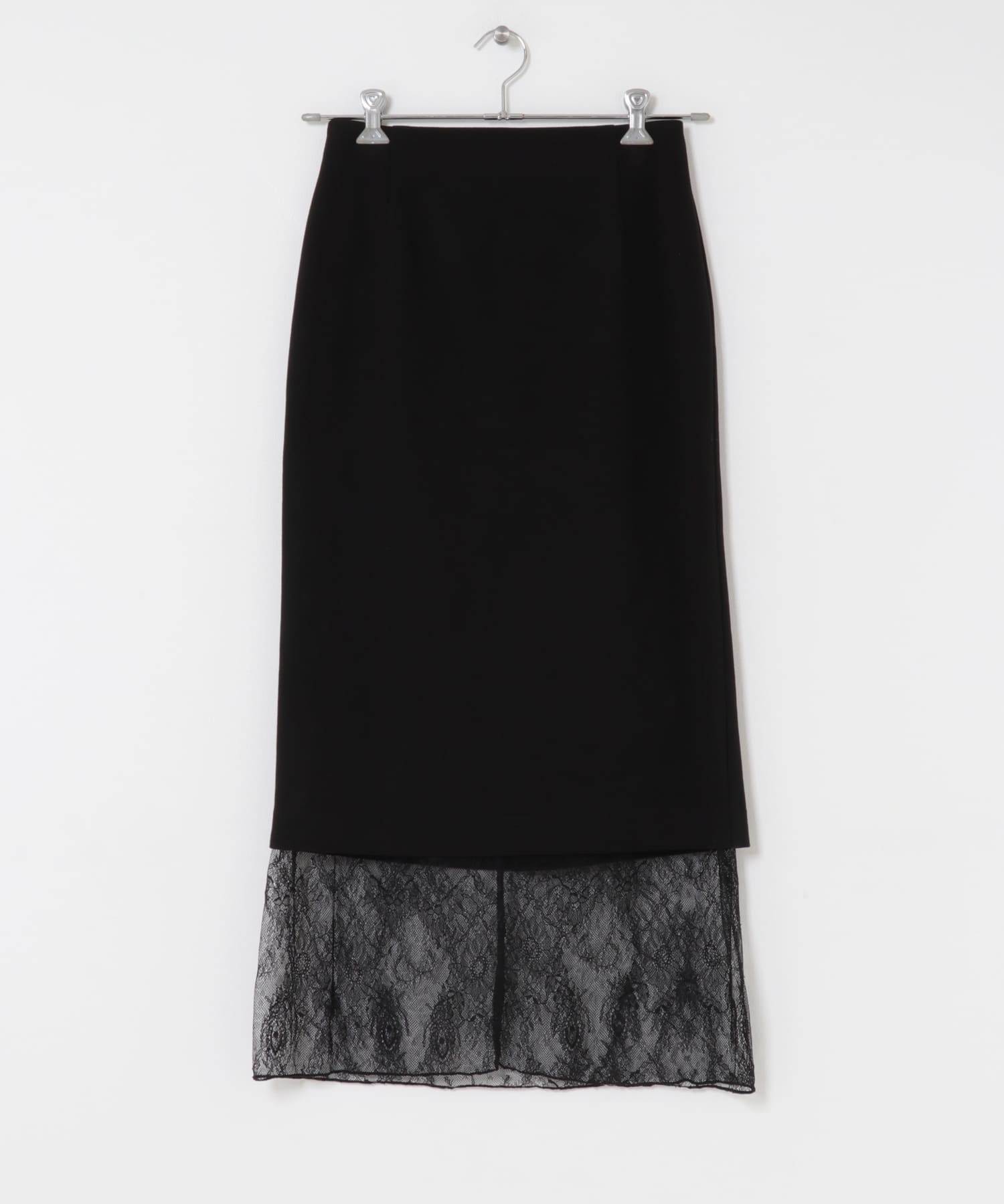 レースレイヤードミディスカート BLACK 36
