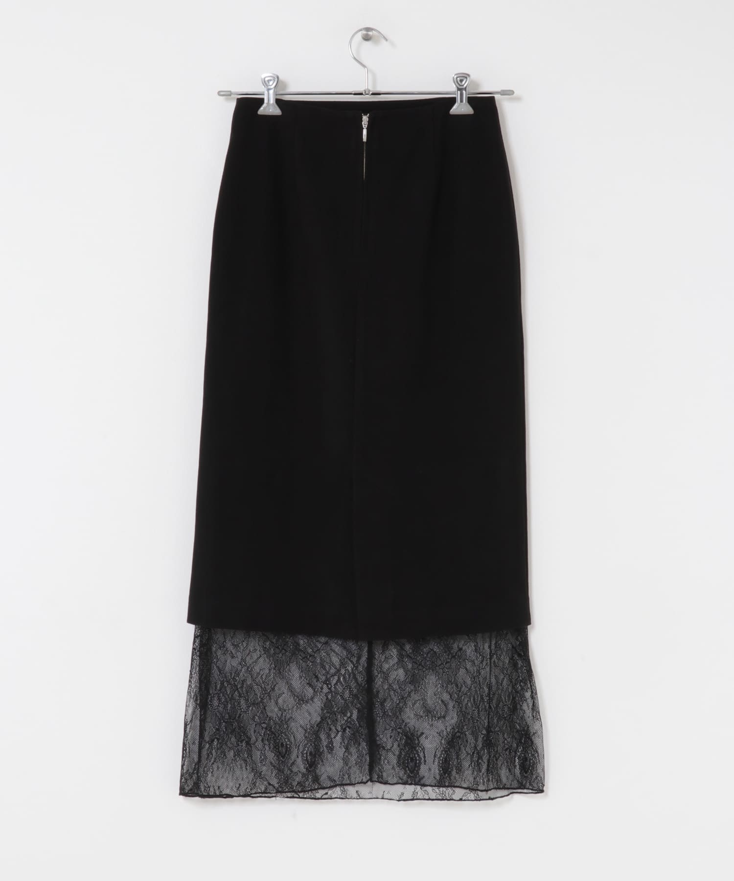 レースレイヤードミディスカート BLACK 36