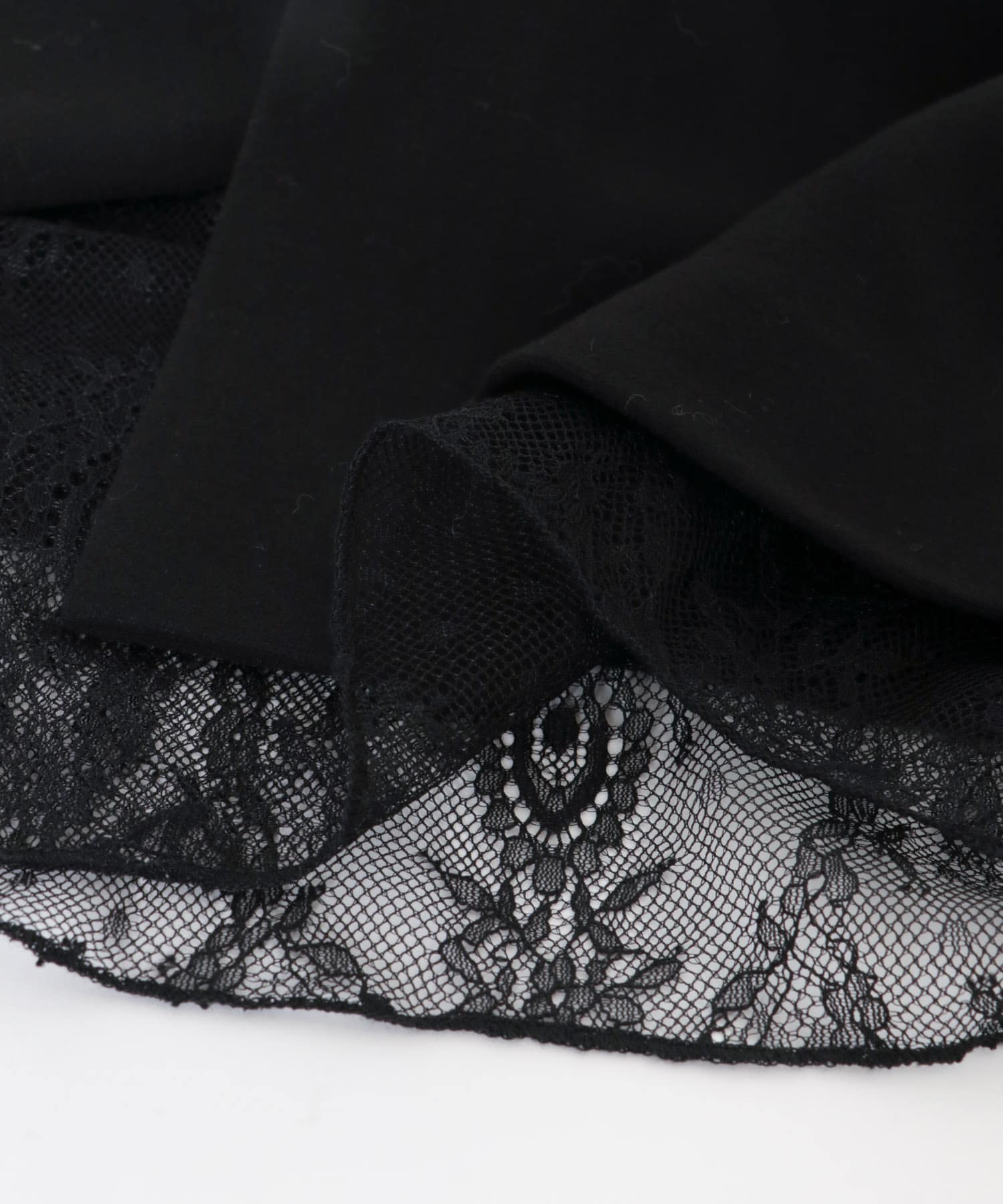 レースレイヤードミディスカート BLACK 36