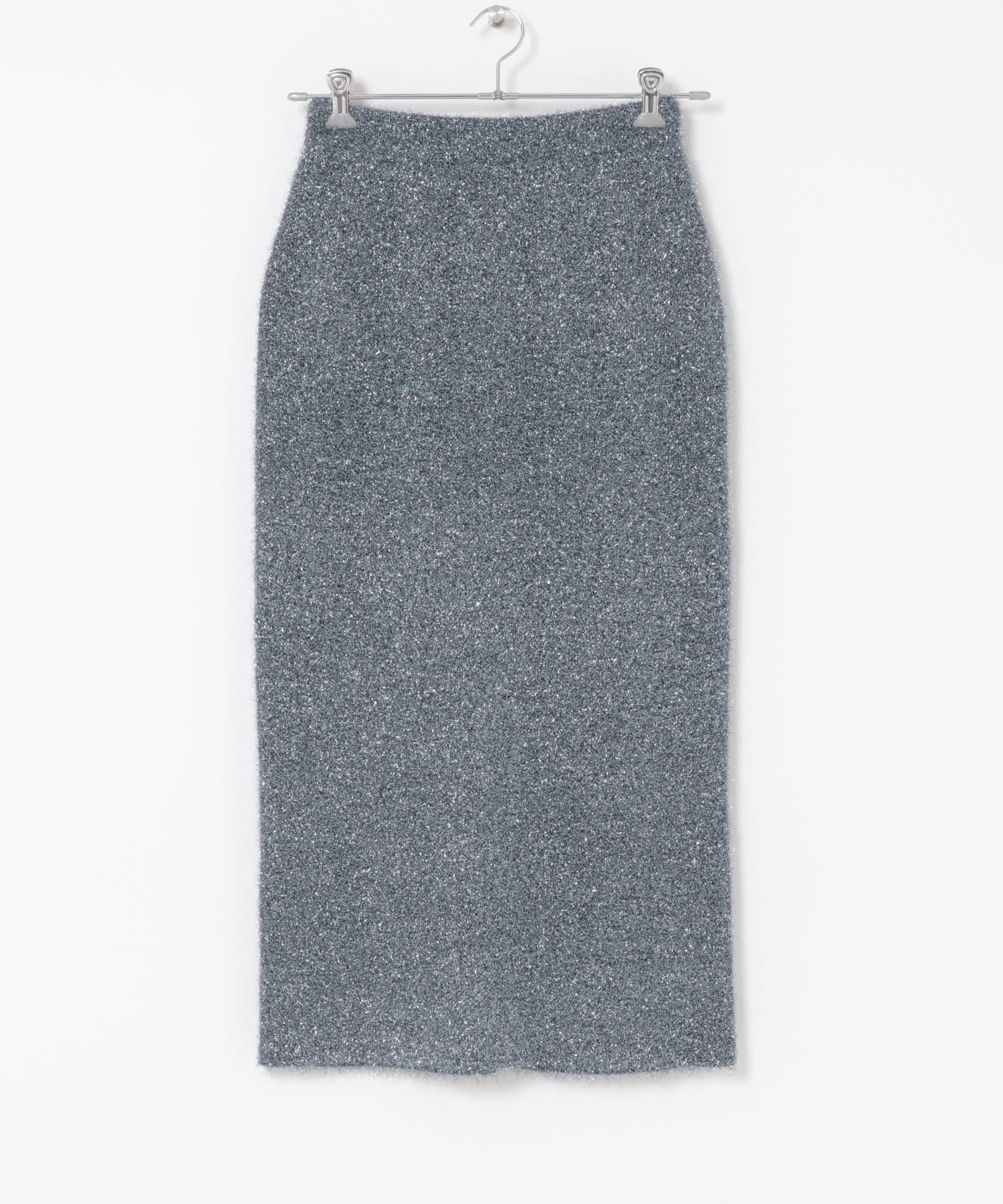 ラメシャギーニットスカート BLUE GRAY Free