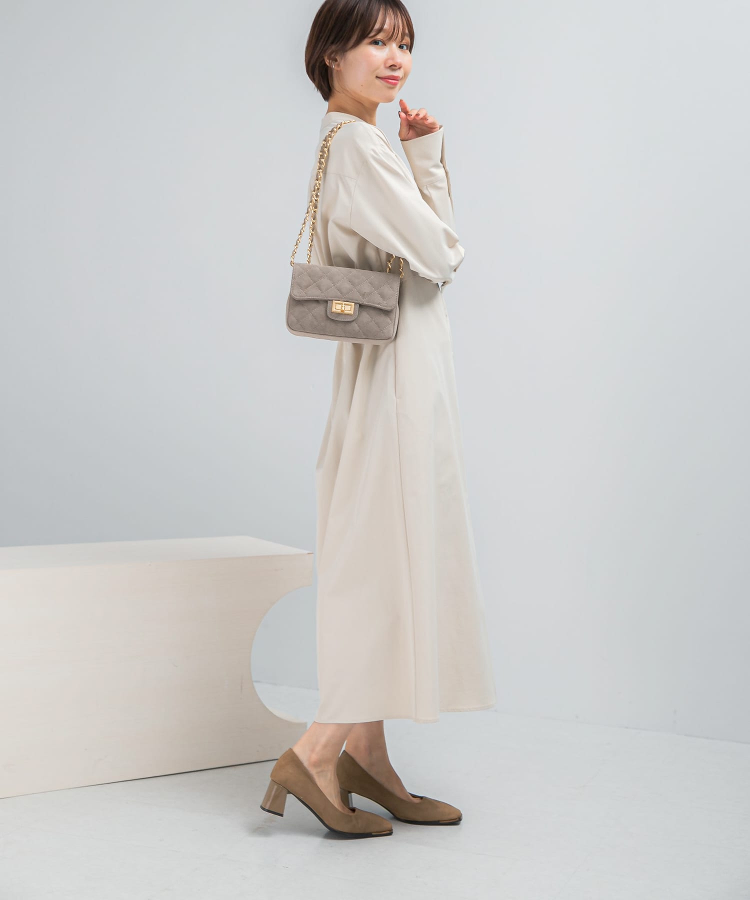 ウォッシャブルウエストマークワンピース